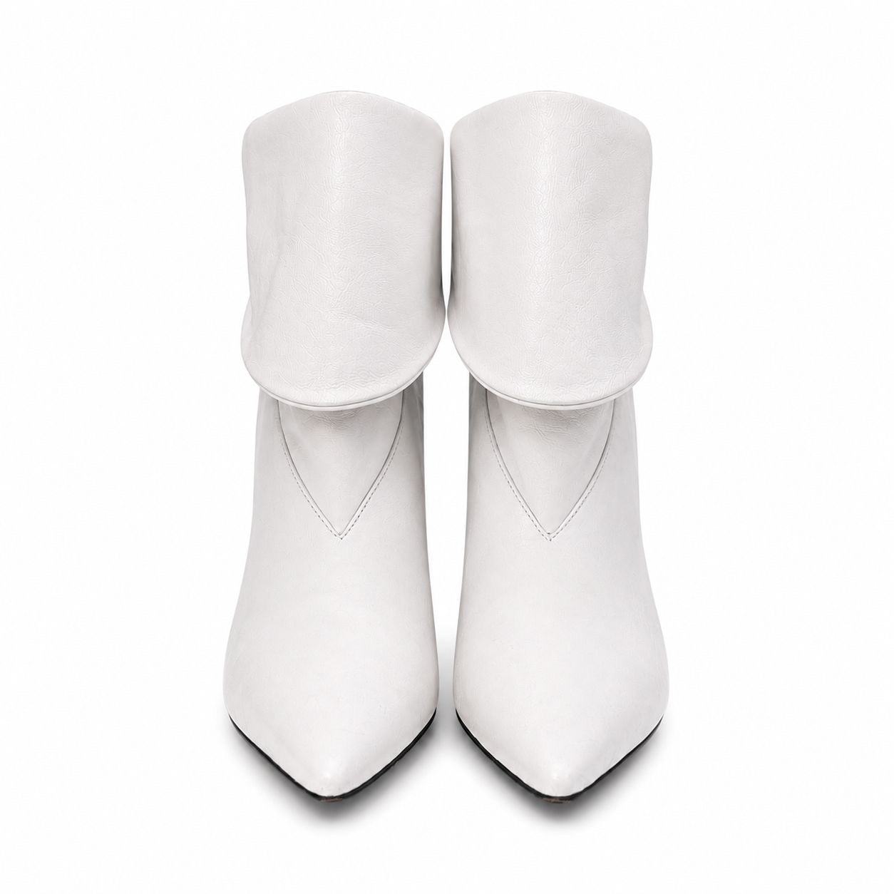 GIVENCHY - ANKLE BOOTS WHITE LEATHER FOLDED CÔNE-HEEL SIZE 40 EU