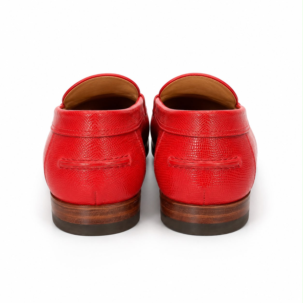HERMÈS - LOAFER RED LEATHER WITH EMBOSSED CREST SIZE 37 EU
