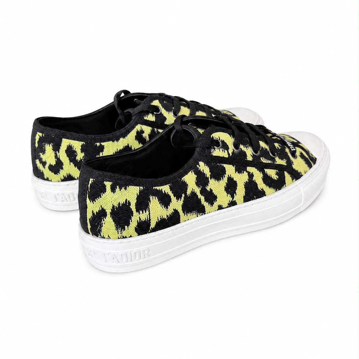 DIOR - SNEAKERS WALK’N’DIOR LEOPARD PRINT SNEAKERS IN BLACK & LIME SIZE 39 EU