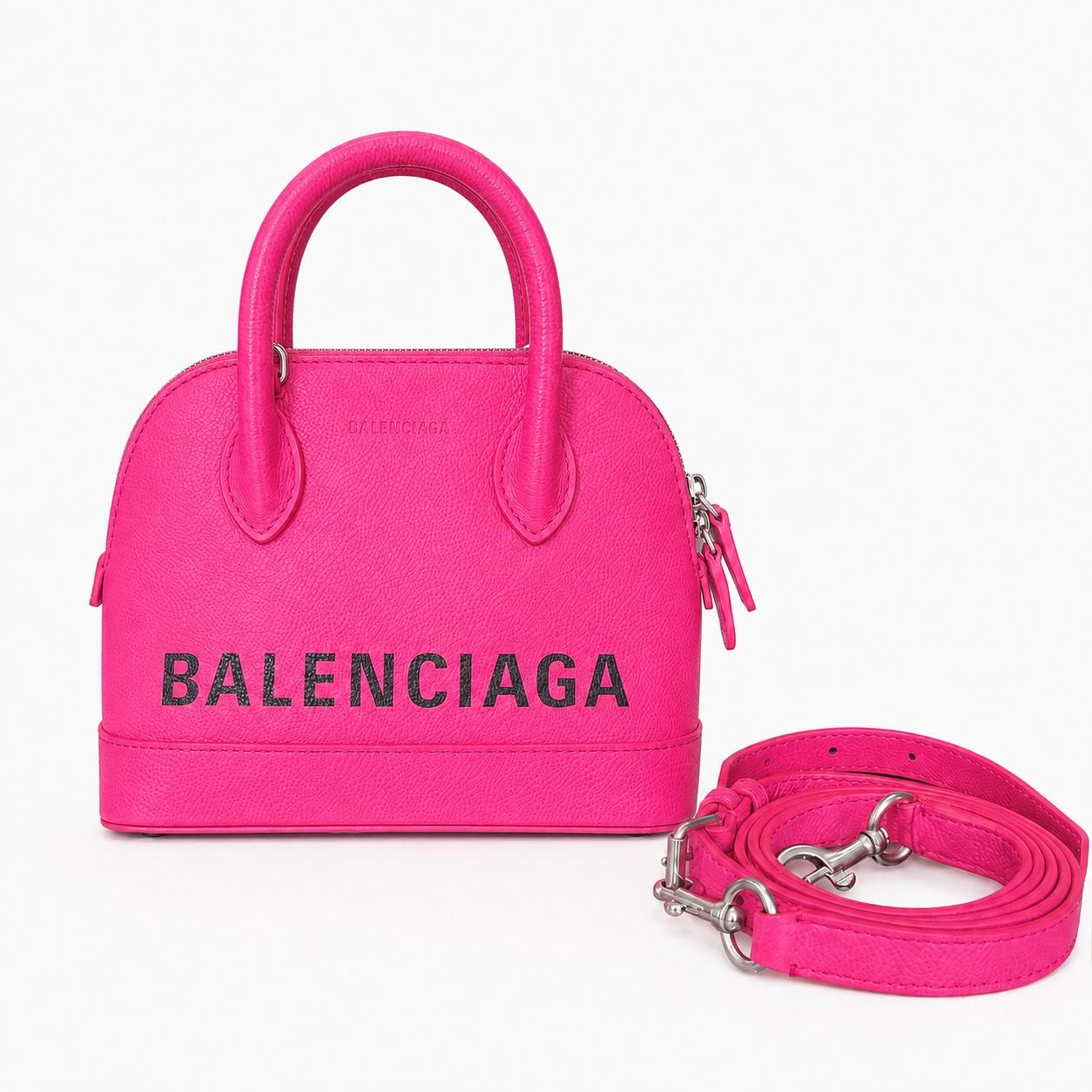 BALENCIAGA - BAG VILLE XXS FUCHSIA PINK GRAINED CALFSKIN