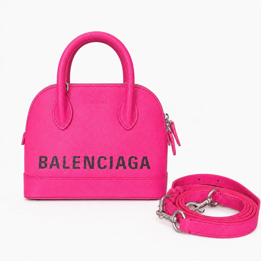 BALENCIAGA - BAG VILLE XXS FUCHSIA PINK GRAINED CALFSKIN
