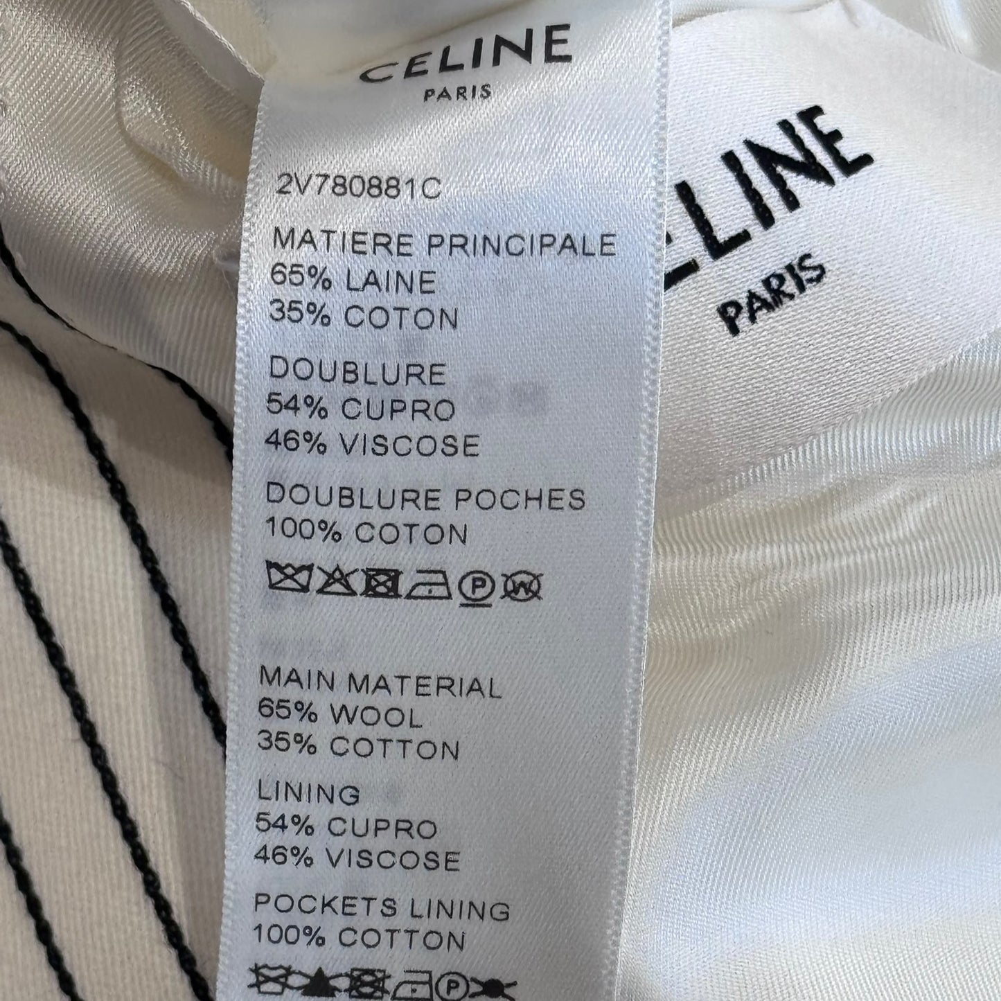 CELINE - SET BLAZER & TROUSERS WHITE/BLACK STRIPED SIZE 34/36 FR
