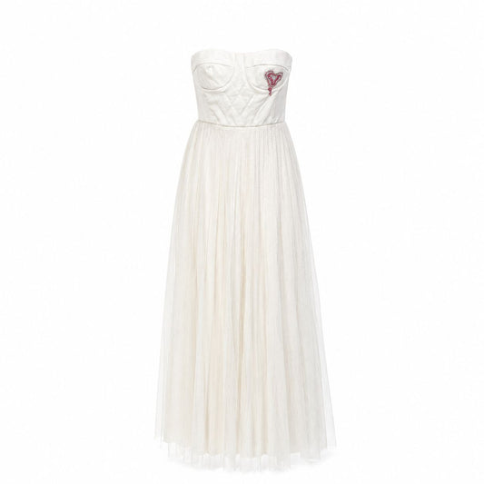 DIOR - DRESS LONG WHITE WITH BUSTIER AND GOWN SIZE 38 FR