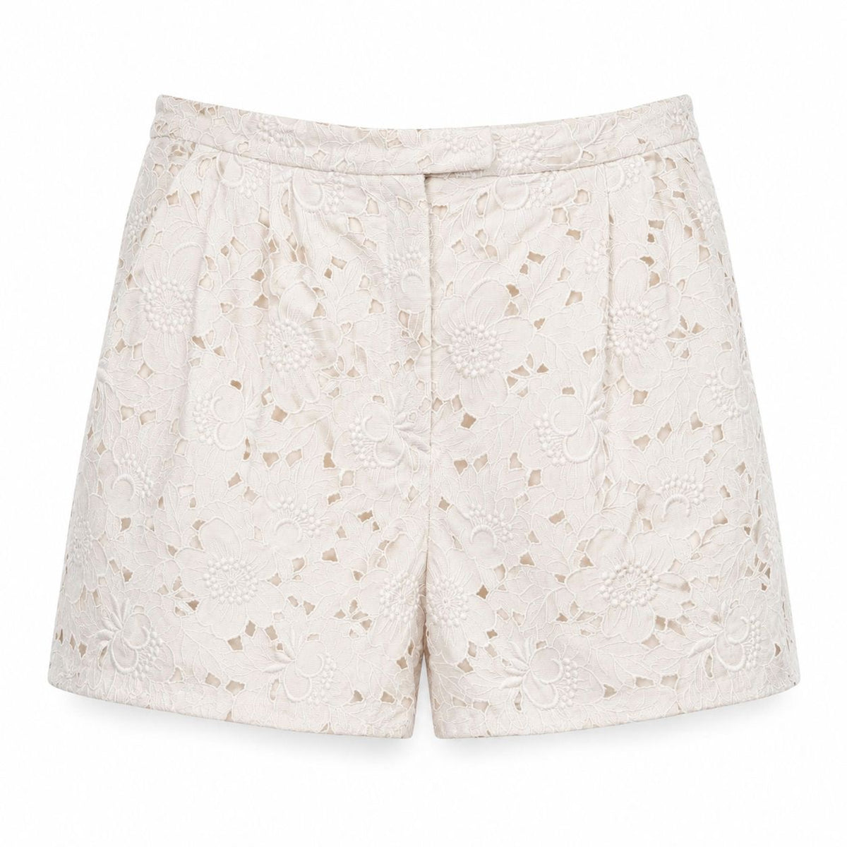 VALENTINO - SHORT COTTON WHITE FLORAL BRODERIE SIZE 42 IT