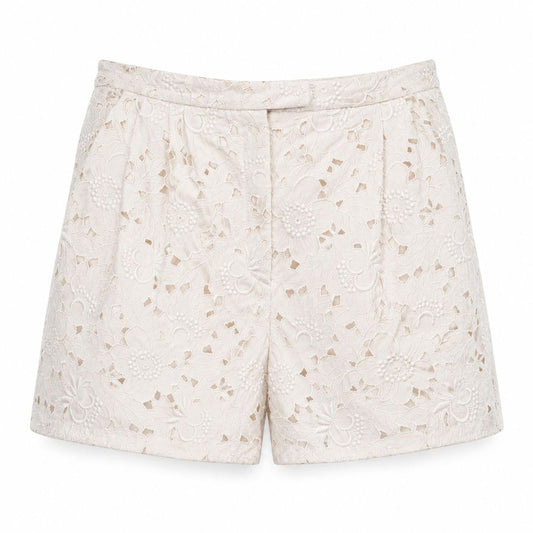 VALENTINO - SHORT COTTON WHITE FLORAL BRODERIE SIZE 42 IT