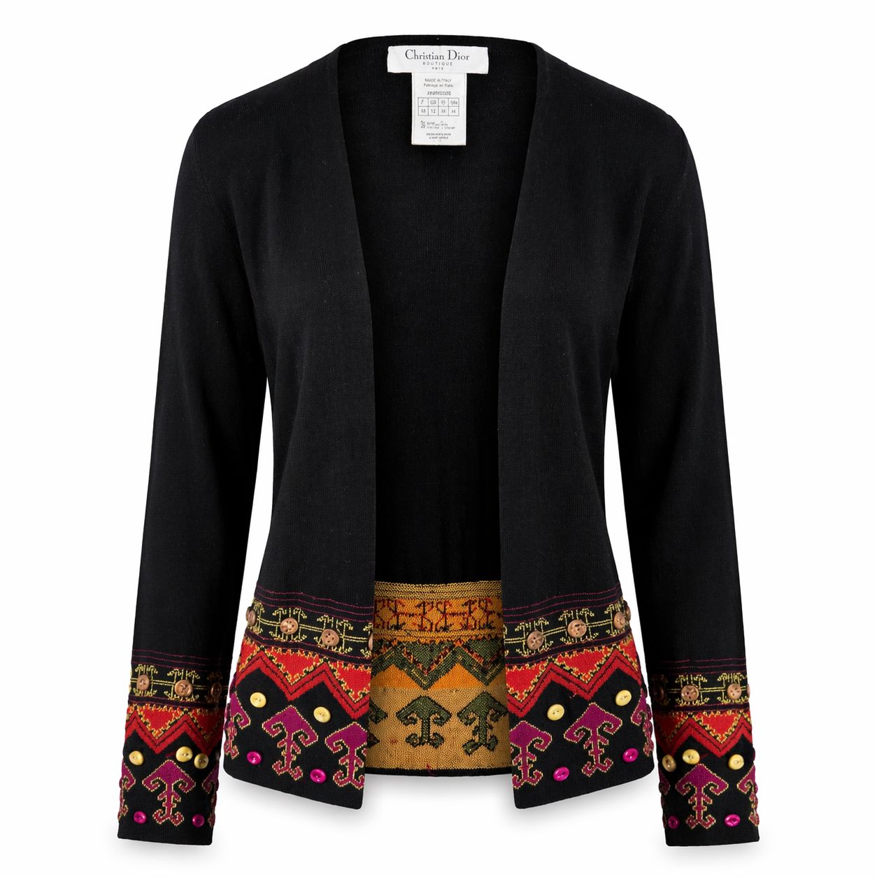 DIOR - SET TOP AND CARDIGAN BLACK WITH MULTICOLOR DETAILS SIZE  40 FR