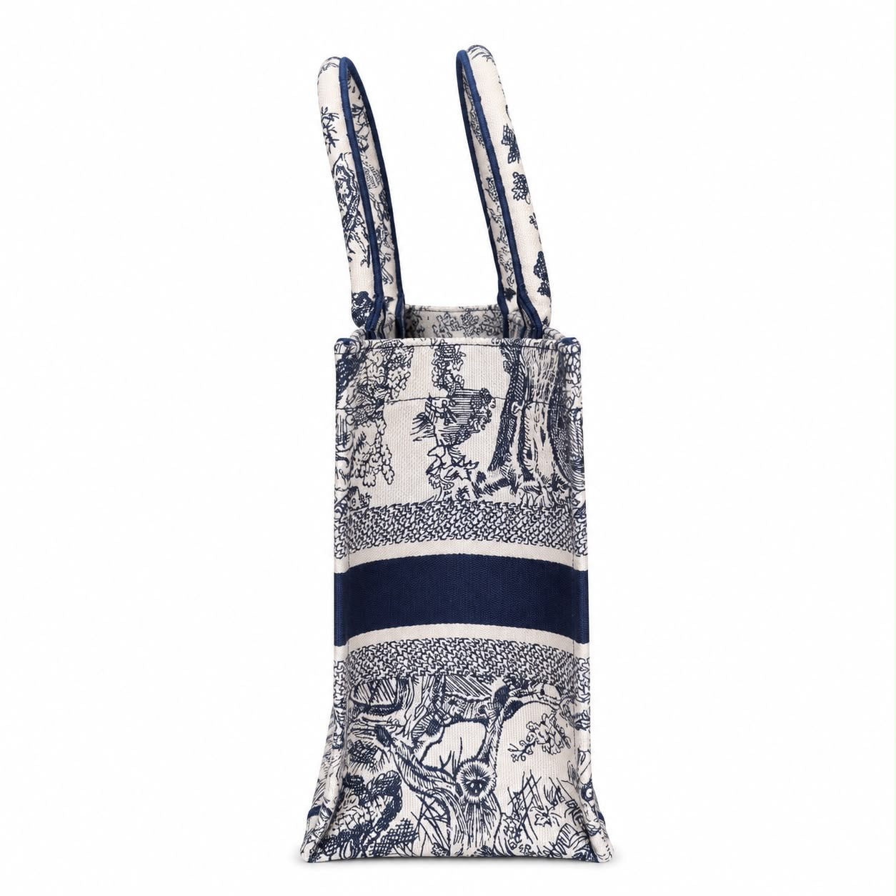 DIOR - TOTE BAG MEDIUM BLUE AND WHITE TOILE DE JOUY EMBROIDERED