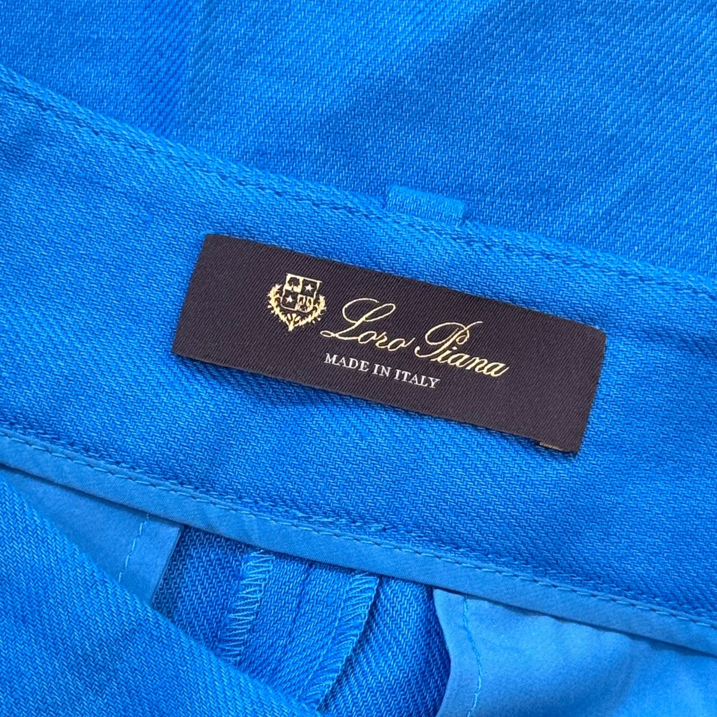 LORO PIANA - SHORTS ELECTRIC BLUE LINEN SIZE 38 FR