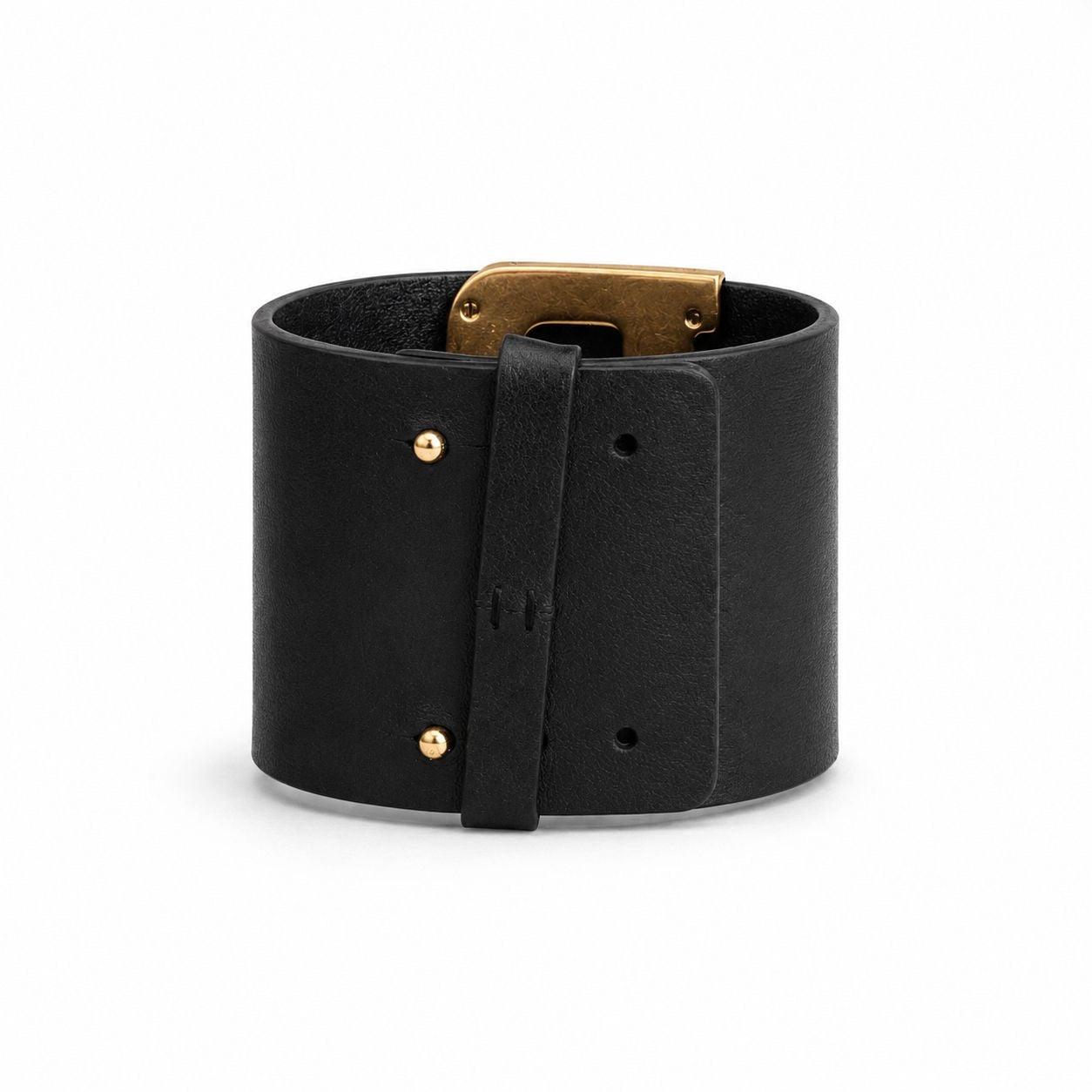 DIOR - *NEW* BRACELET DIORQUAKE BLACK LEATHER GOLD HARDWARE