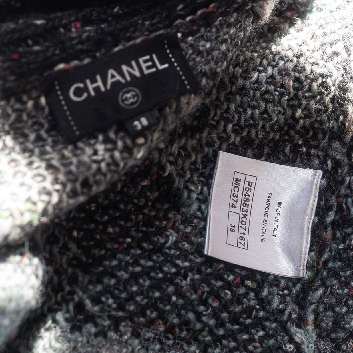 CHANEL - LONG COAT MULTICOLOR WITH SEQUINS EMBROIDERY SIZE 38 FR