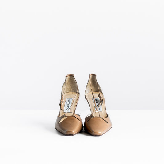 JIMMY CHOO - HEELS BEIGE LEATHER SIZE 37 EU