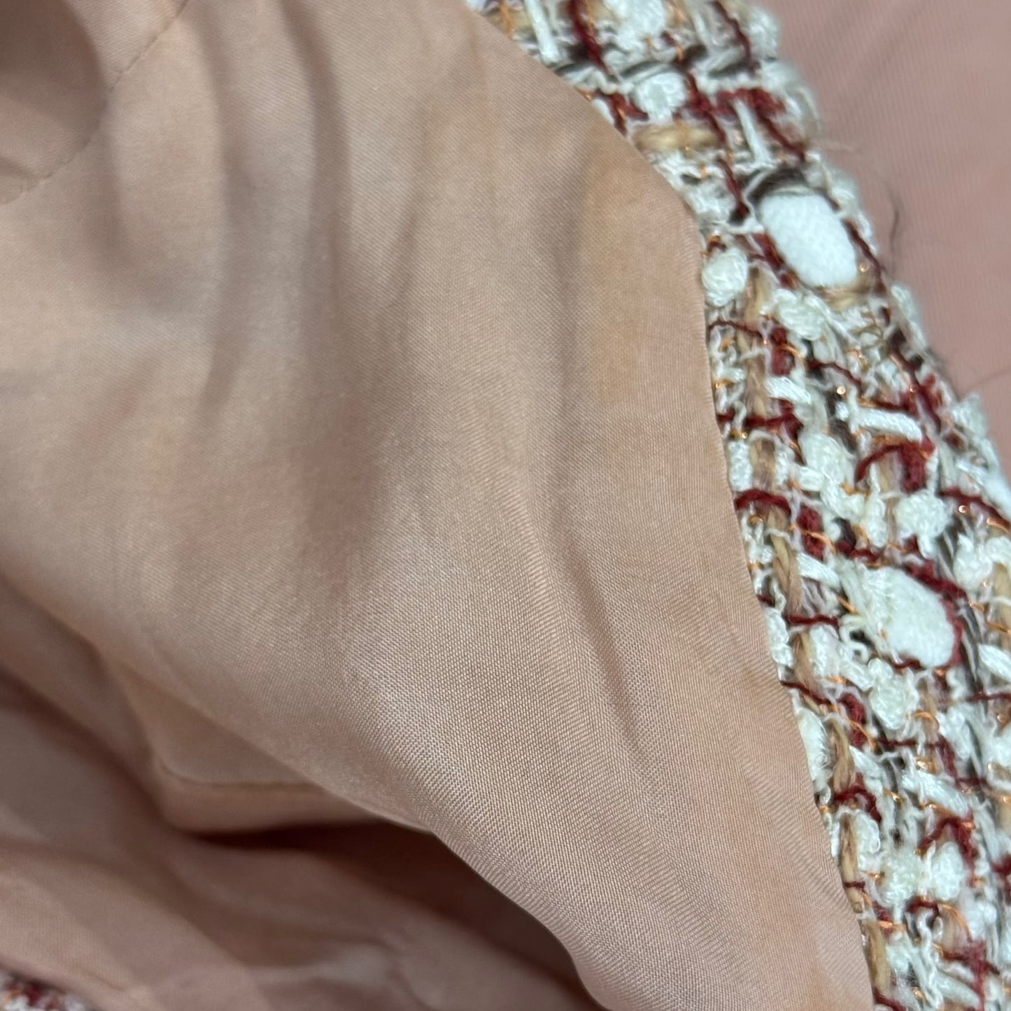 CHANEL - DRESS MIDI PINK DENIM & TWEED SIZE 38 FR