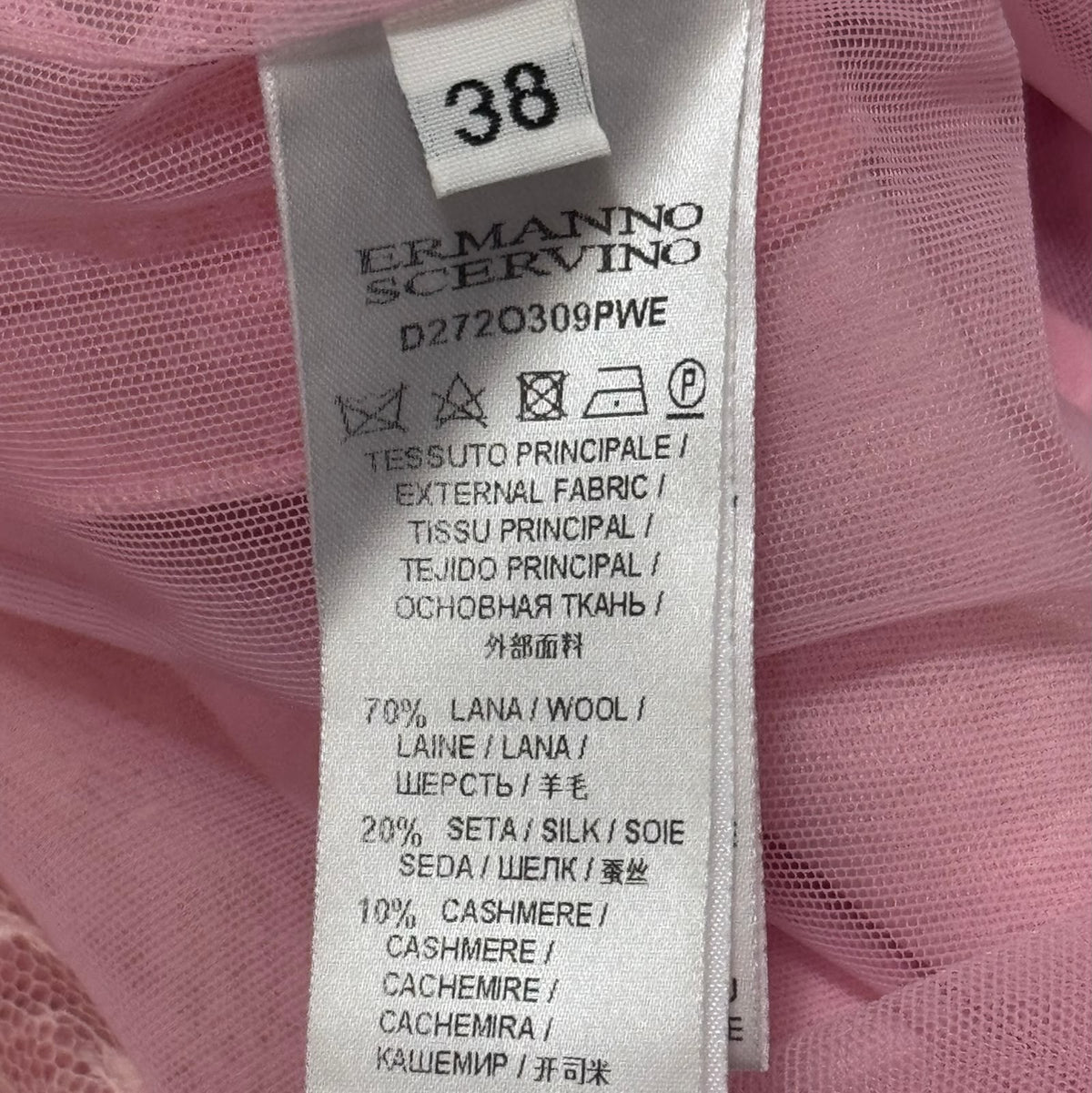 ERMANNO SCERVINO – SKIRT AND SWEATER SET IN PINK WOOL, SILK AND CASHMERE WITH LACE SIZE 38 IT