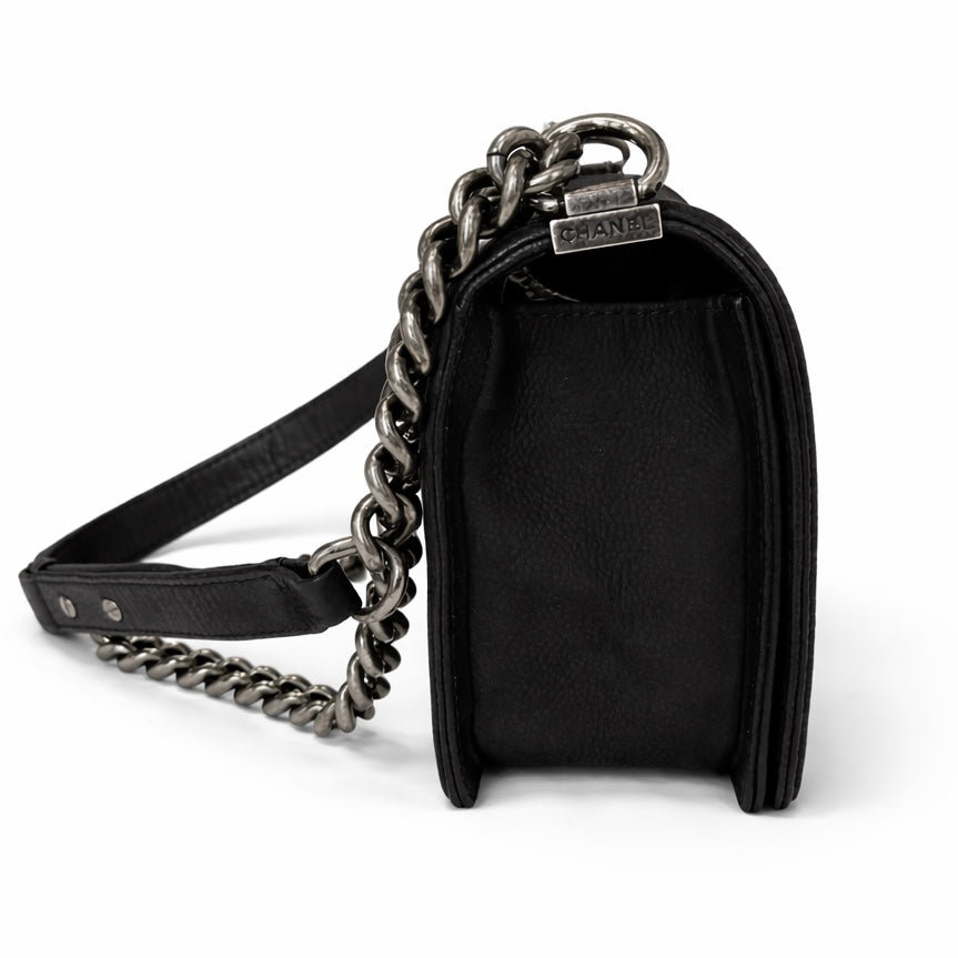 CHANEL - BAG BOY MATTE CAVIAR RUTHENIUM HARDWARE MEDIUM SIZE