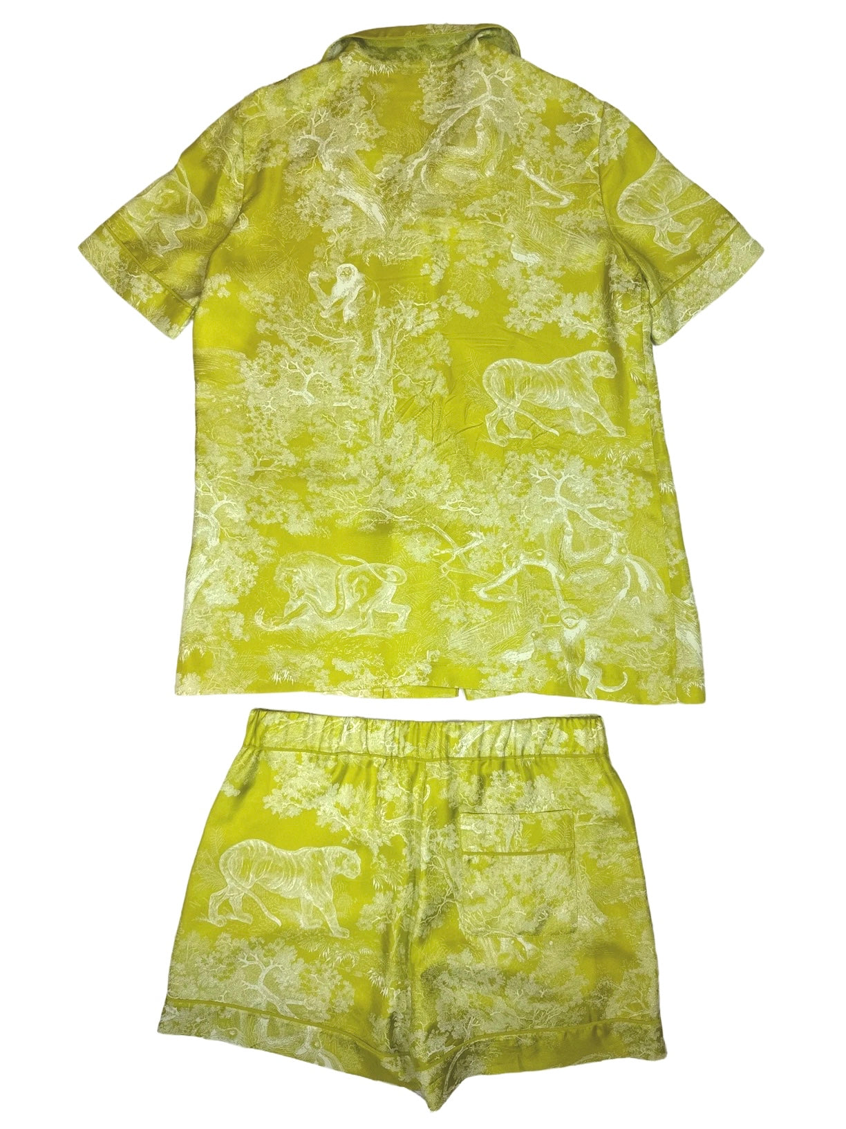 DIOR - Set pijama Toile de Jouy lime 100% silk size 36FR & 38 FR