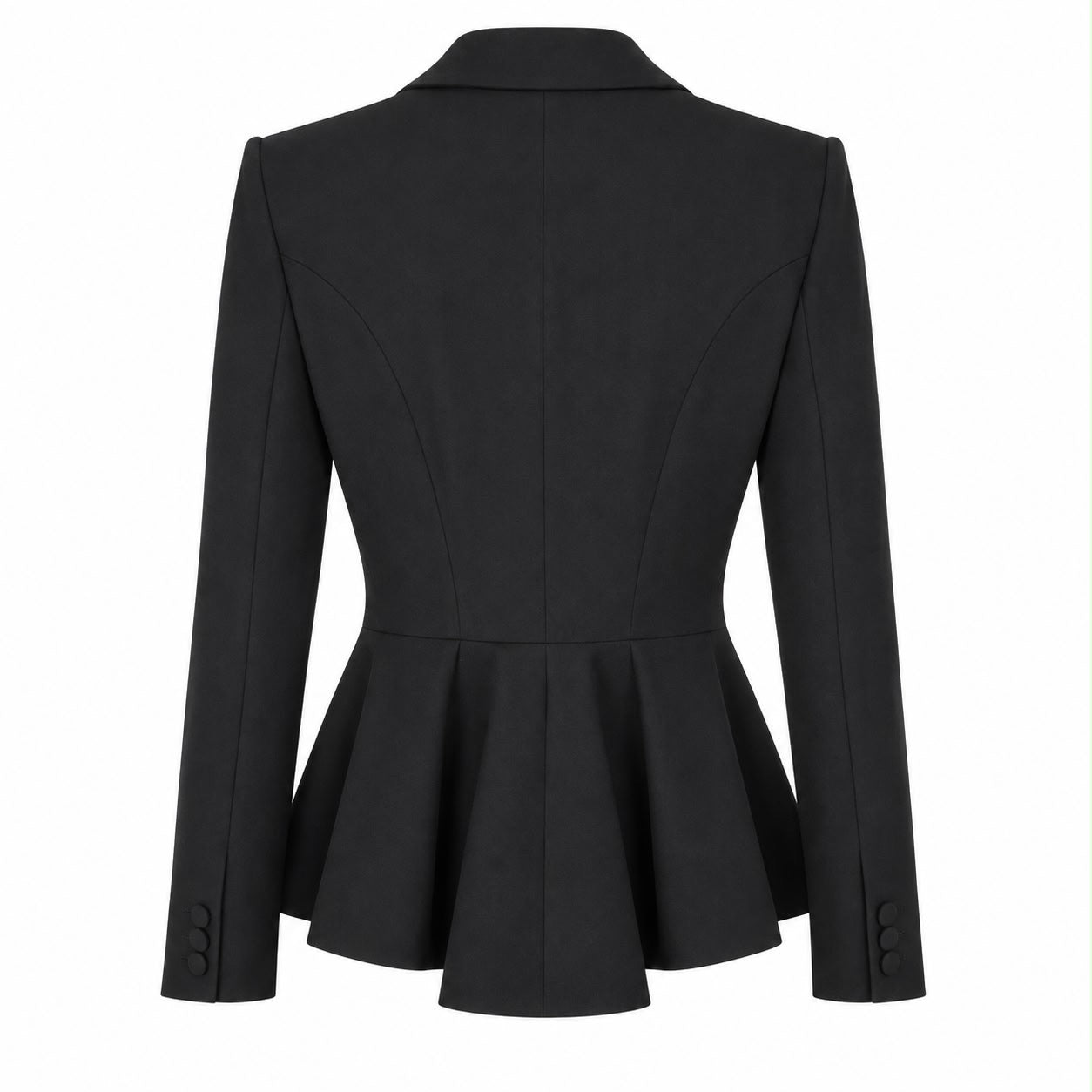 ALEXANDER MCQUEEN - SUIT BLACK WOOL JACKET WITH RUFFLE AND TROUSERS SIZE 36 FR