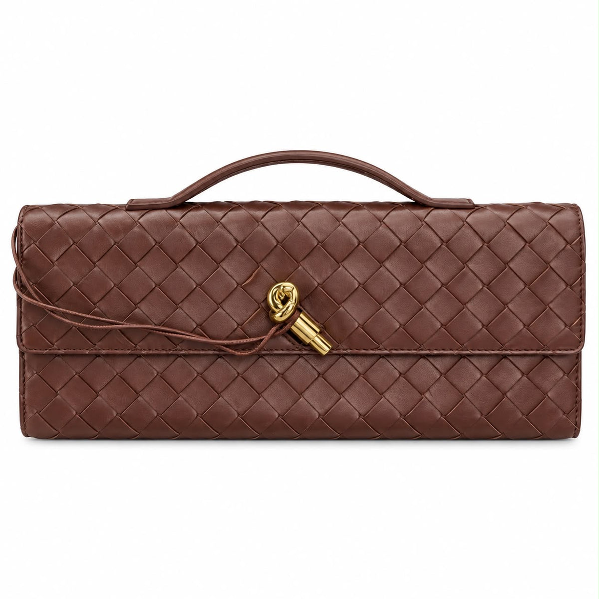 BOTTEGA VENETA - CLUTCH ANDIAMO BROWN LAMBSKIN