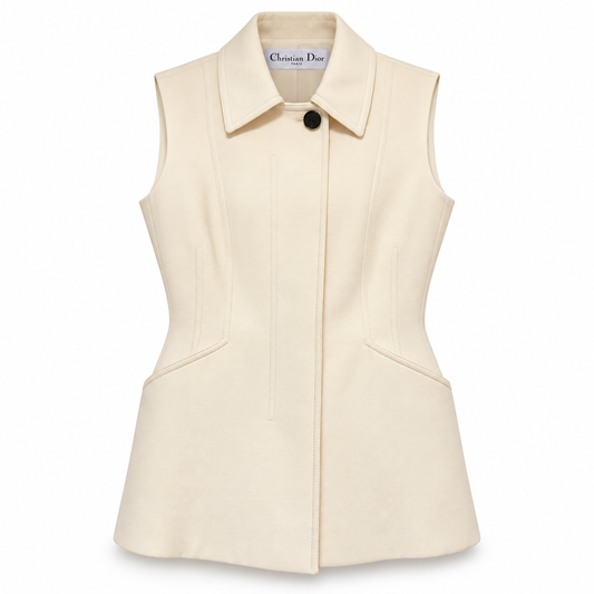 DIOR - VEST SLEVELESS ECRU SIZE 38 FR
