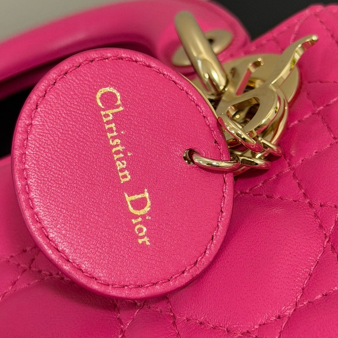 DIOR - *NEVER WORN* BAG MINI LADY DIOR PINK LAMBSKIN GOLD HARDWARE