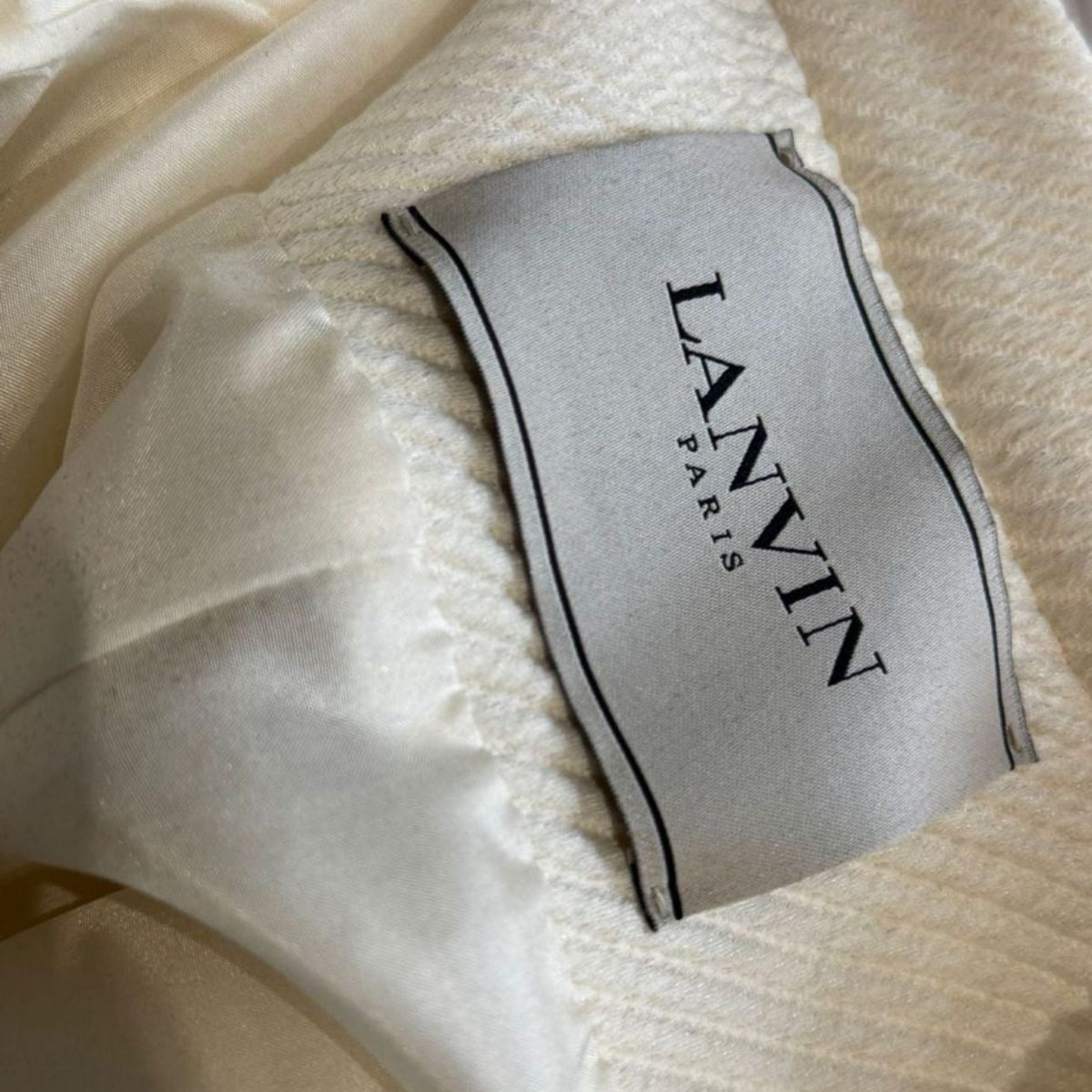 LANVIN - COAT DOUBLE-BREASTED IVORY WITH GOLD-TONE BUTTONS SIZE 36 FR