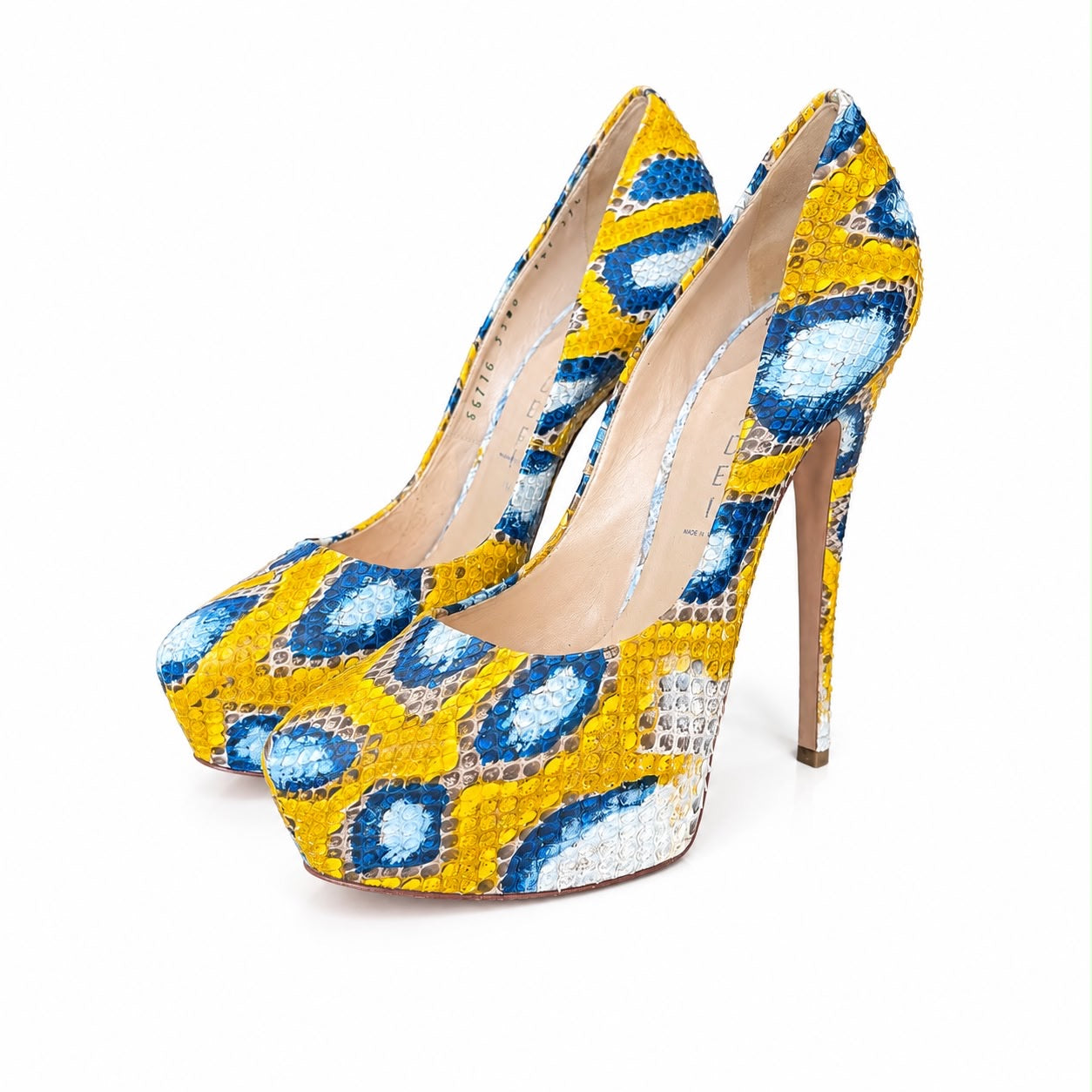 CASADEI - PUMPS MULTICOLOR SNAKESKIN SIZE 37,5 EU