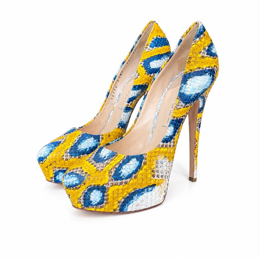 CASADEI - PUMPS MULTICOLOR SNAKESKIN SIZE 37,5 EU