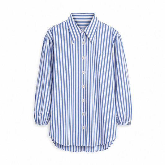 MIU MIU - SHIRT OVERSIZED STRIPES BLUE AND WHITE SIZE 38 IT