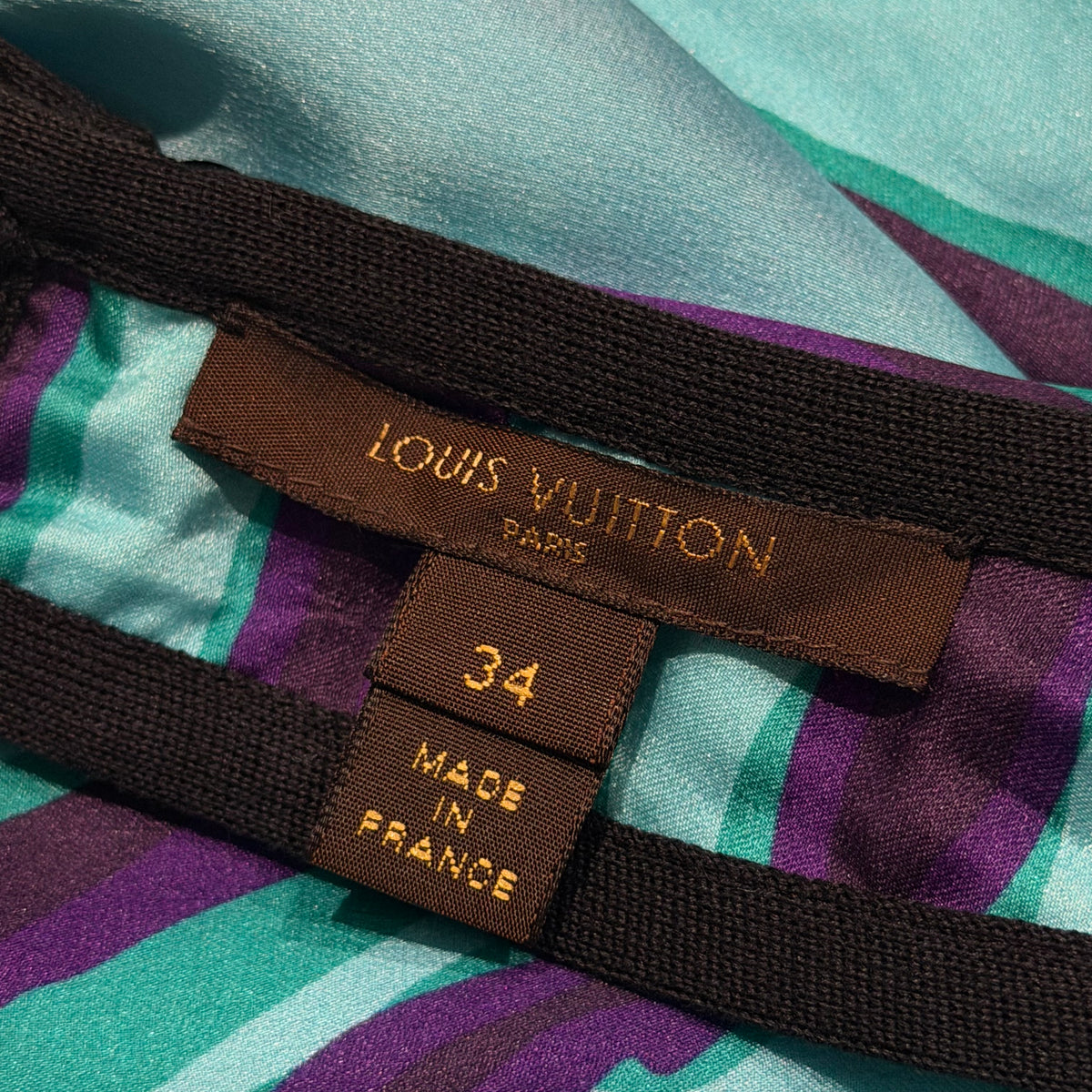 LOUIS VUITTON - MAXI DRESS ZEBRA PRINT PURPLE LIGHT BLUE SIZE 34 FR