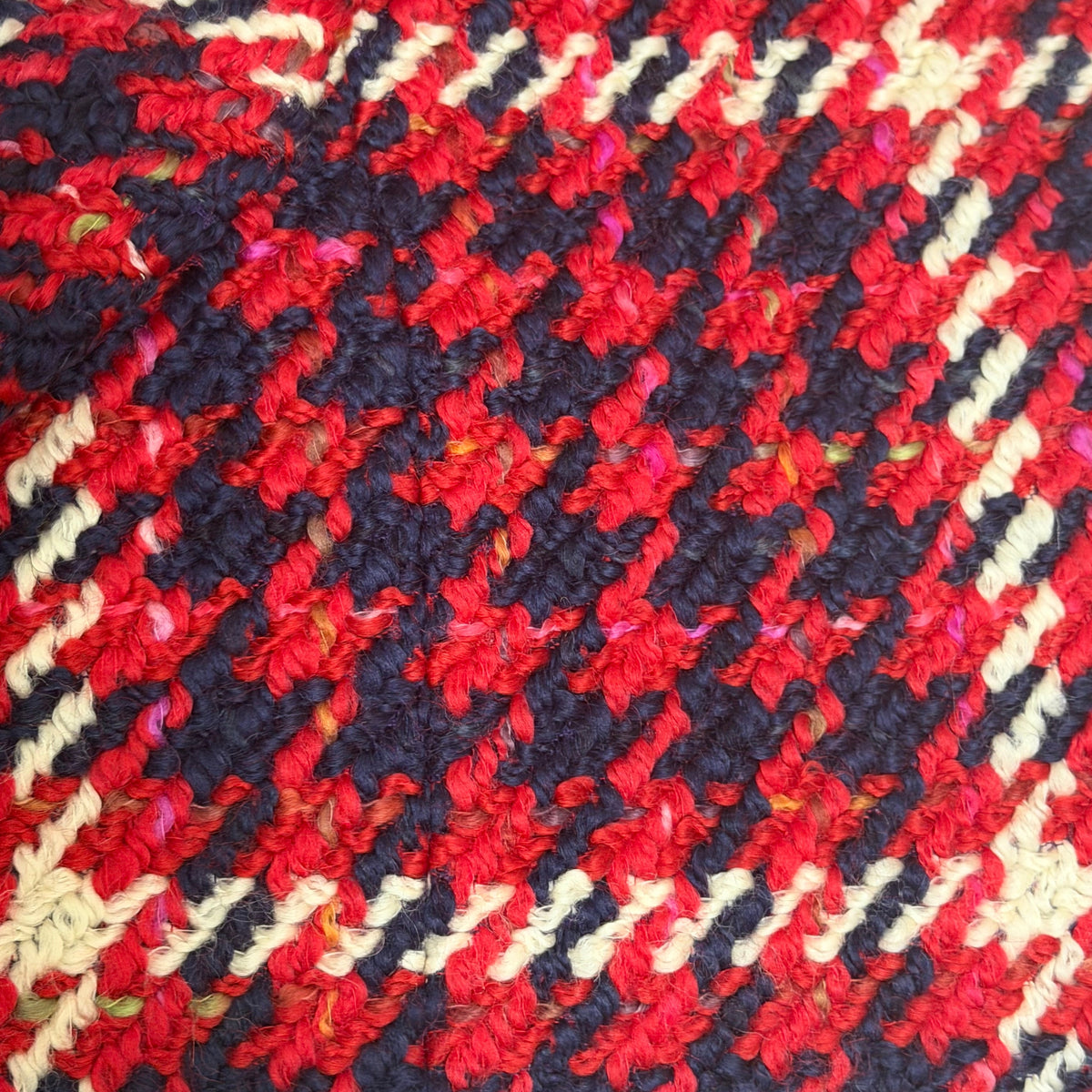 MIU MIU - COAT LONG TWEED HOUNDSTOOTH RED & NAVY BLUE SIZE 36 IT