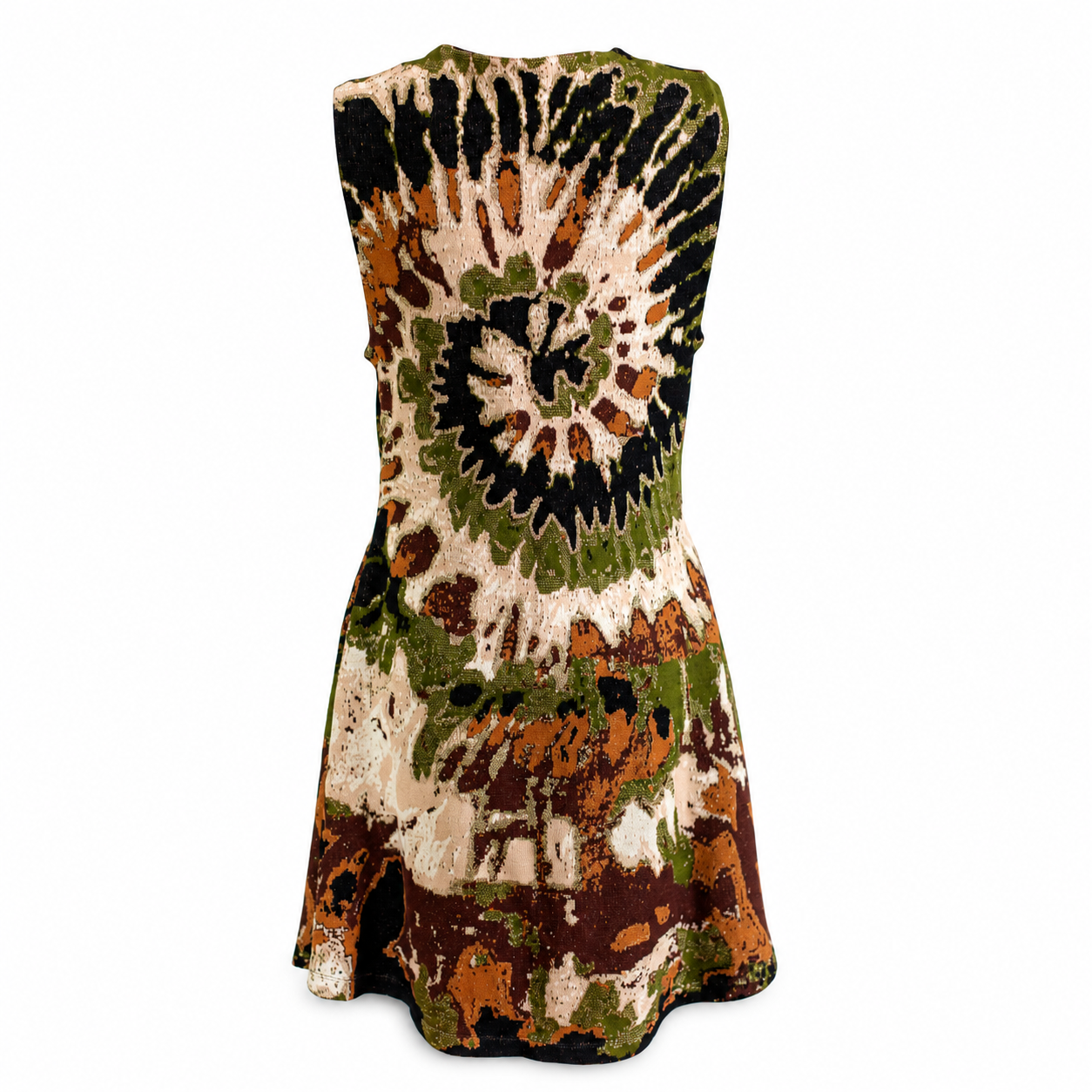 VALENTINO - DRESS BROWN & MULTICOLOR TIE-DYE SIZE L