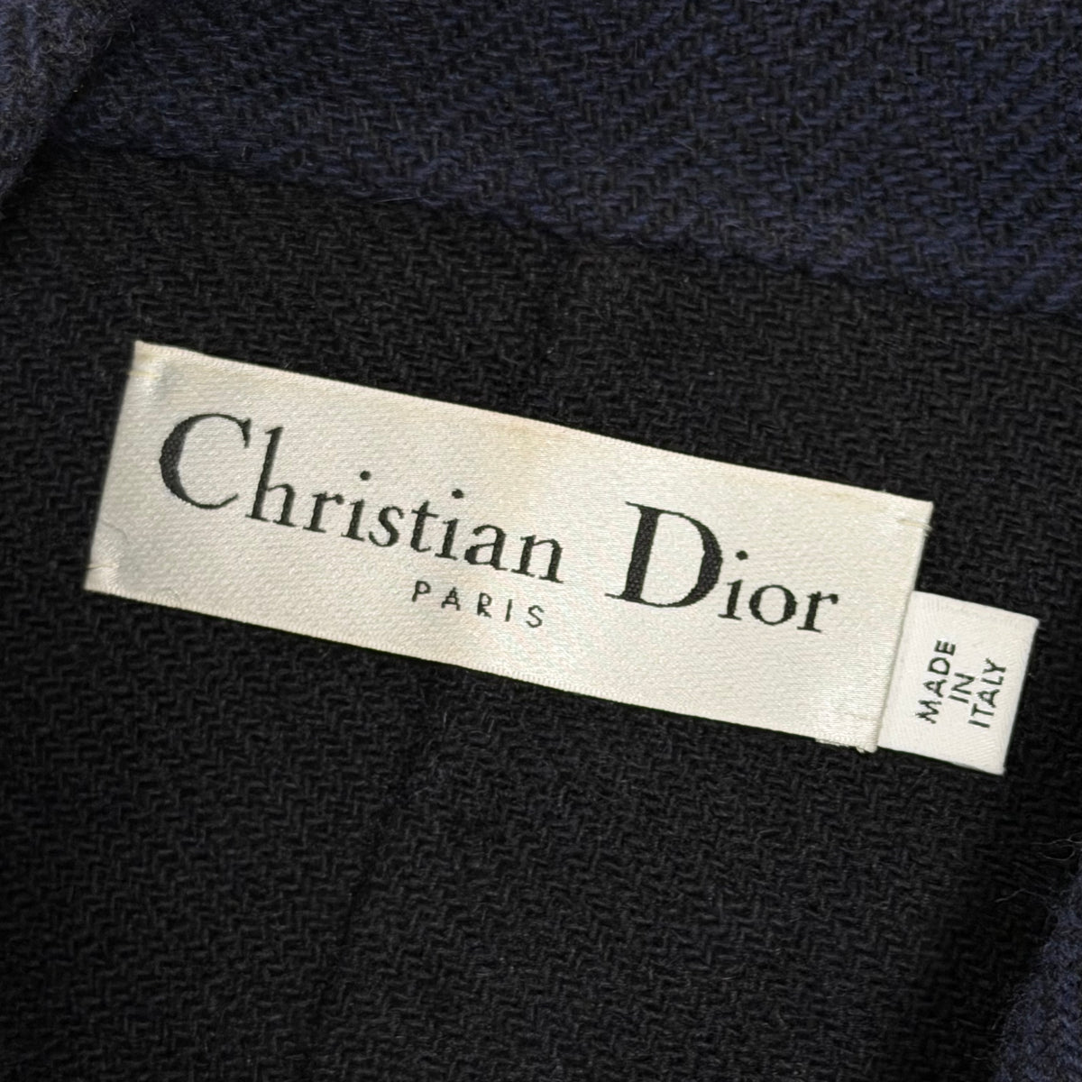 DIOR - BLAZER BAR DOUBLE-BREASTED BLUE HARRINGBONE SIZE 42 FR