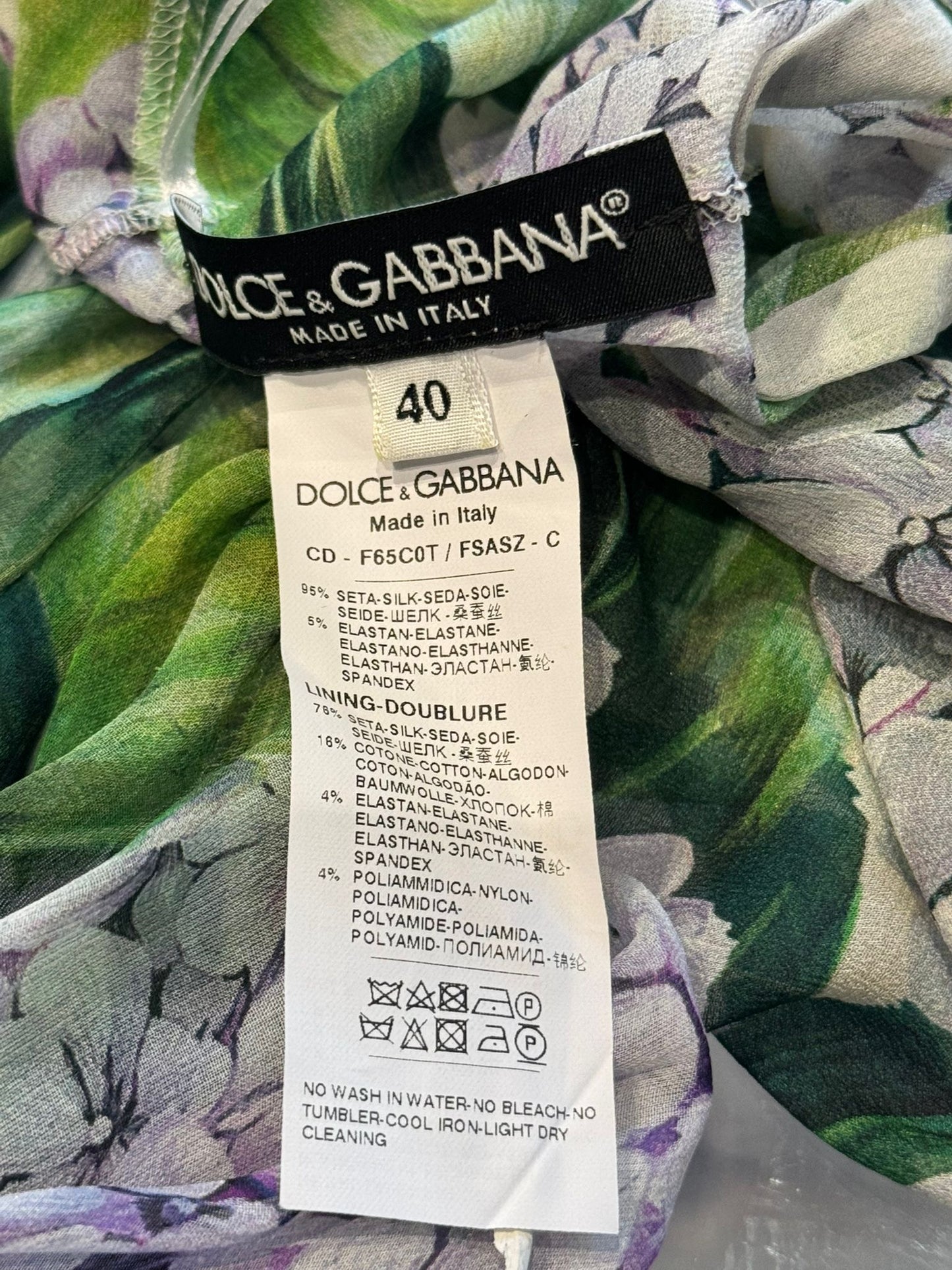 DOLCE & GABBANA - DRESS HYDRANGEA PRINT SILK CHIFFON SLEEVELESS SIZE 40 IT