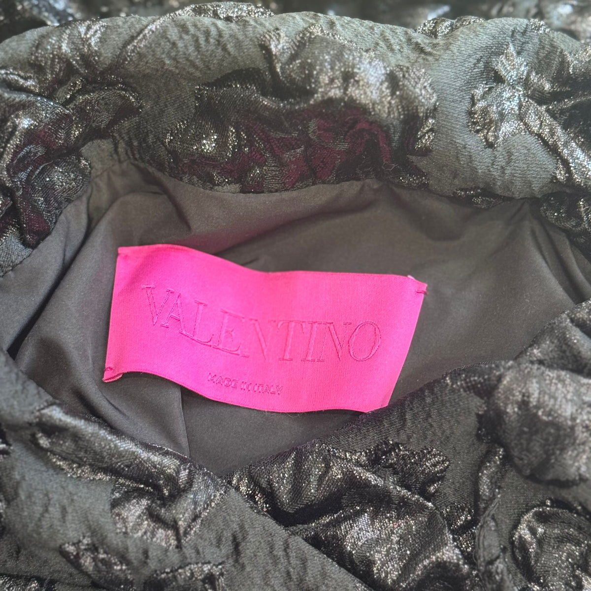 VALENTINO - JACKET HOODED BLACK FLORAL JACQUARD SIZE S