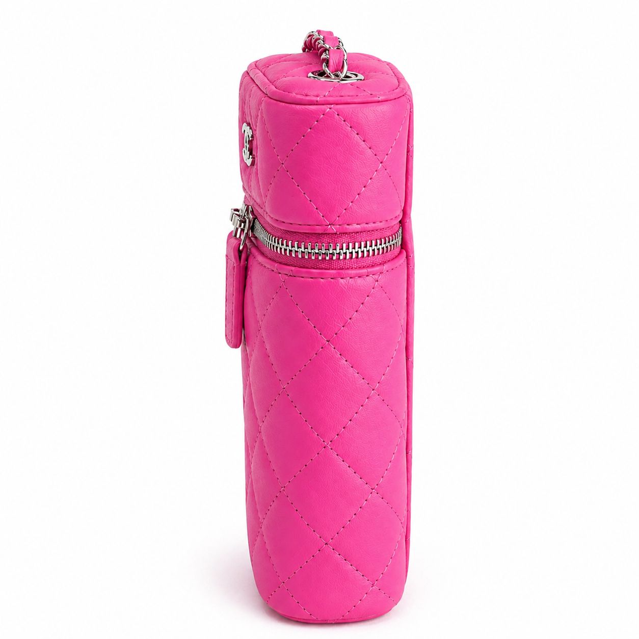 CHANEL - *NEW RARE* VANITY BAG FUCHSIA QUILTED CAVIAR LEATHER SILVER HARDWARE
