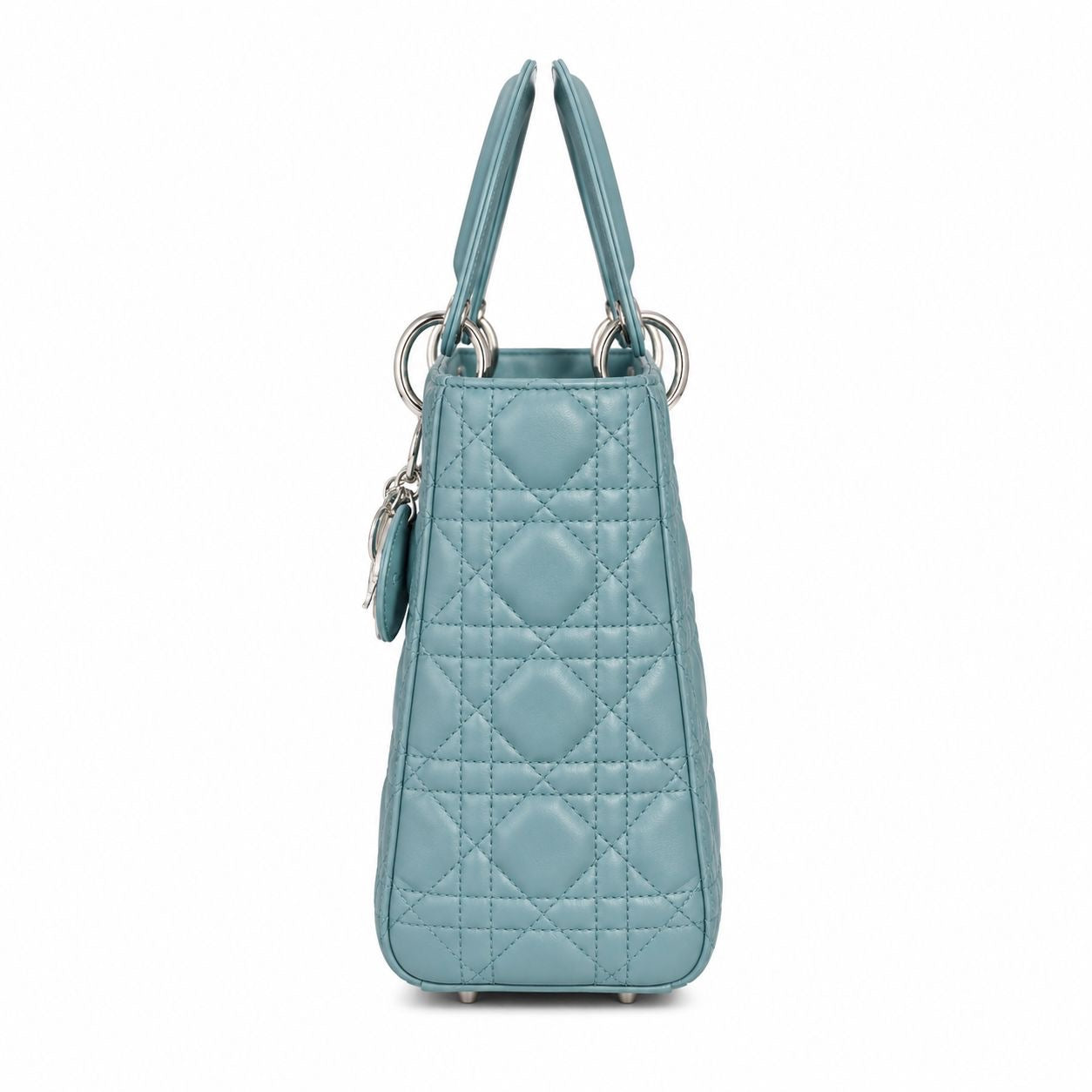 DIOR - *NEVER USED* BAG LADY DIOR MEDIUM LAMBSKIN LIGHT BLUE SILVER HARDWARE
