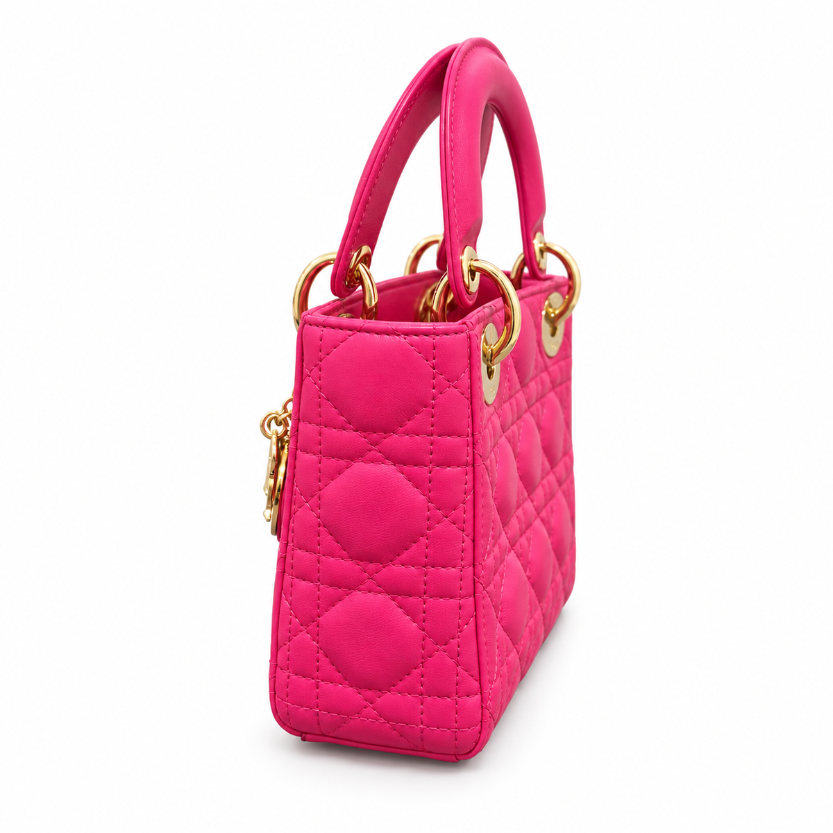 DIOR - *NEVER WORN* BAG MINI LADY DIOR PINK LAMBSKIN GOLD HARDWARE
