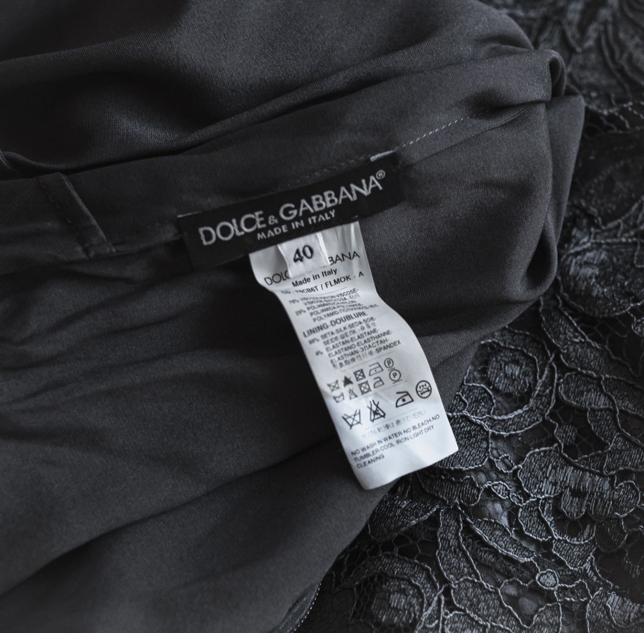 DOLCE & GABBANA - DRESS MIDI GREY LACE SIZE 40 IT