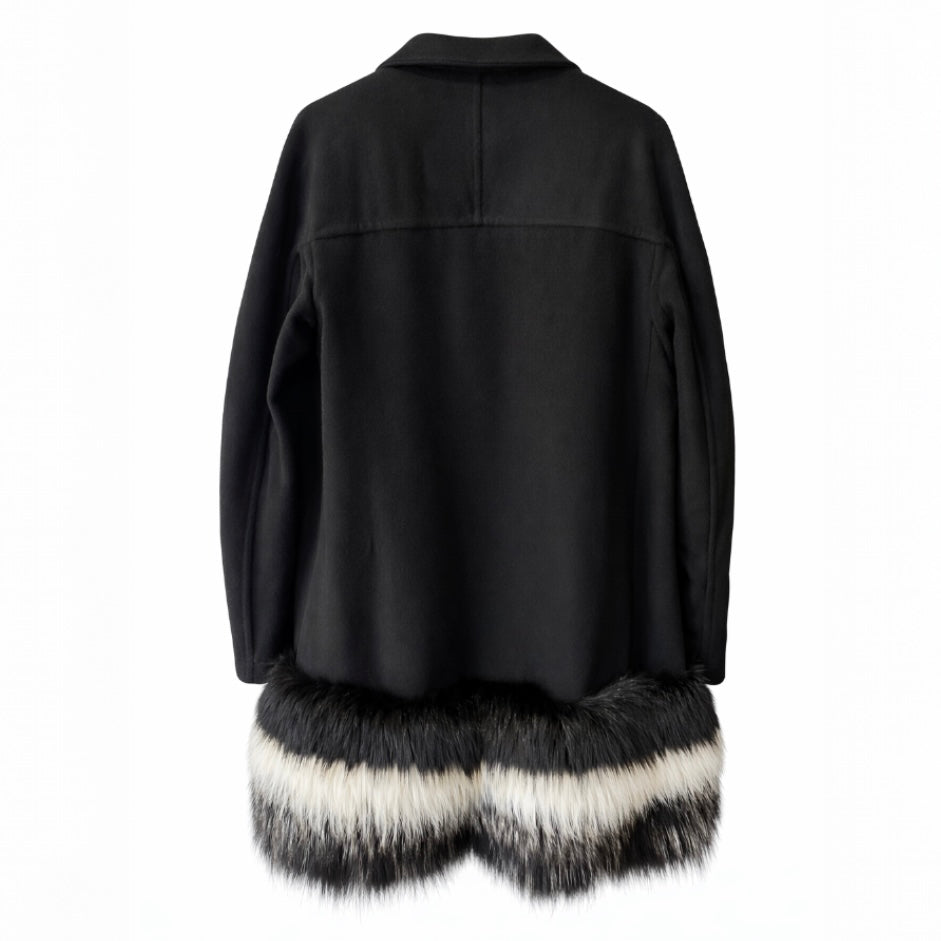 SCERVINO - COAT BLACK WOOL WITH FOX SIZE 44 IT