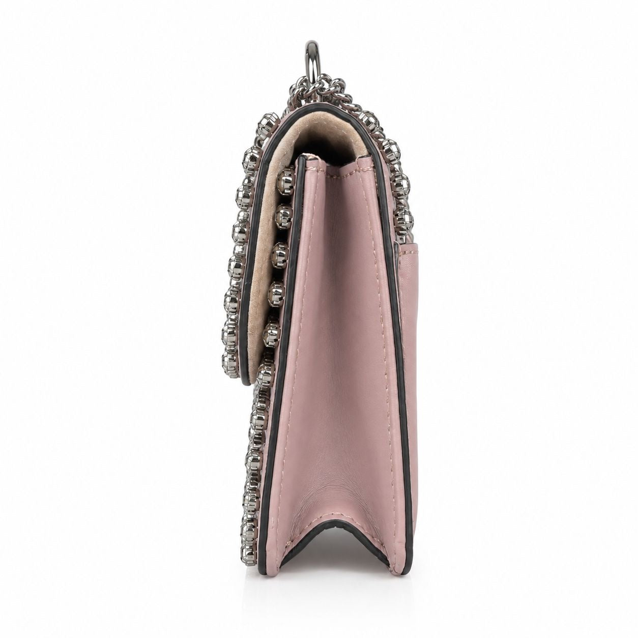 VALENTINO - BAG ROCKSTUD PINK LEATHER SILVER HARDWARE