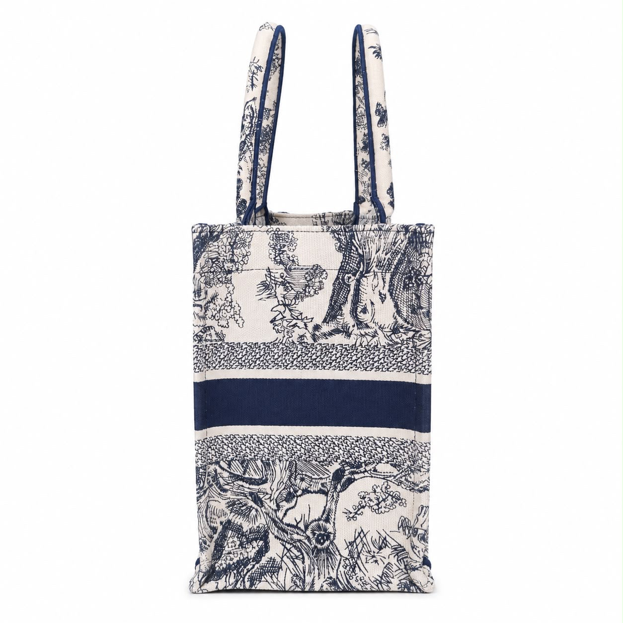 DIOR - TOTE BAG MEDIUM BLUE AND WHITE TOILE DE JOUY EMBROIDERED