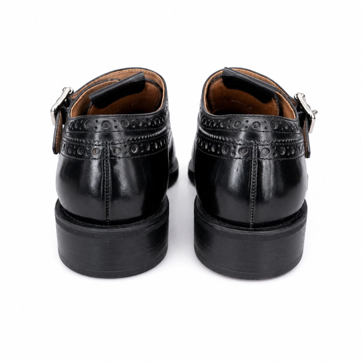 MIU MIU & CHURCH’S - SHOES MONK STRAP BLACK BRUSHED LEATHER SIZE 37,5 EU