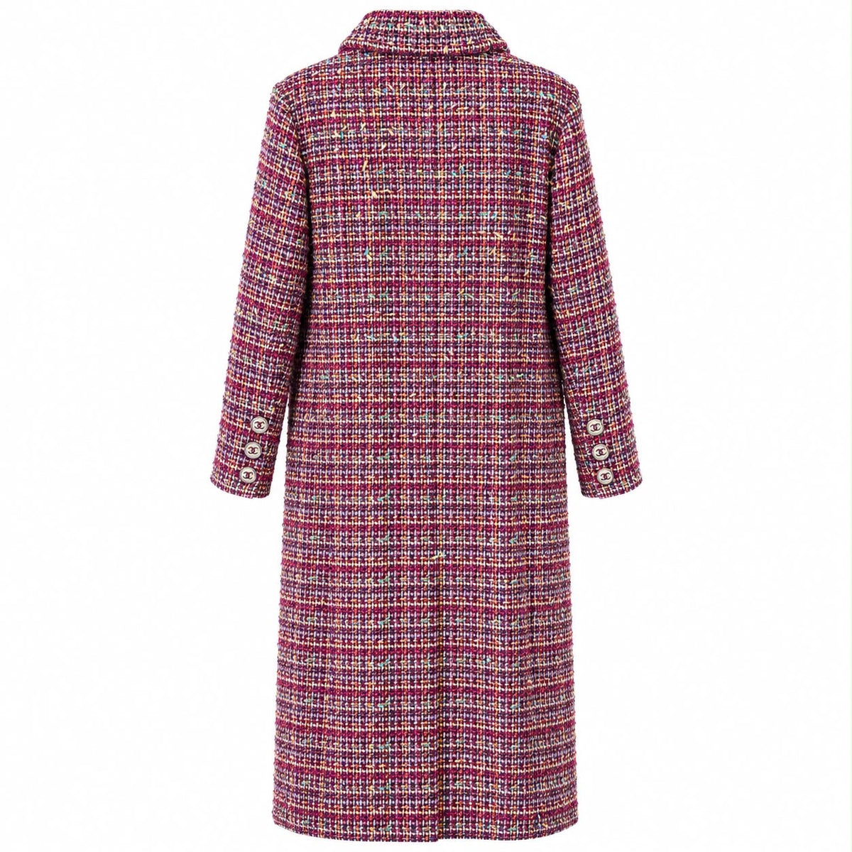 CHANEL - LONG COAT TWEED MULTICOLOR SIZE 46 FR COLLECTION 2023