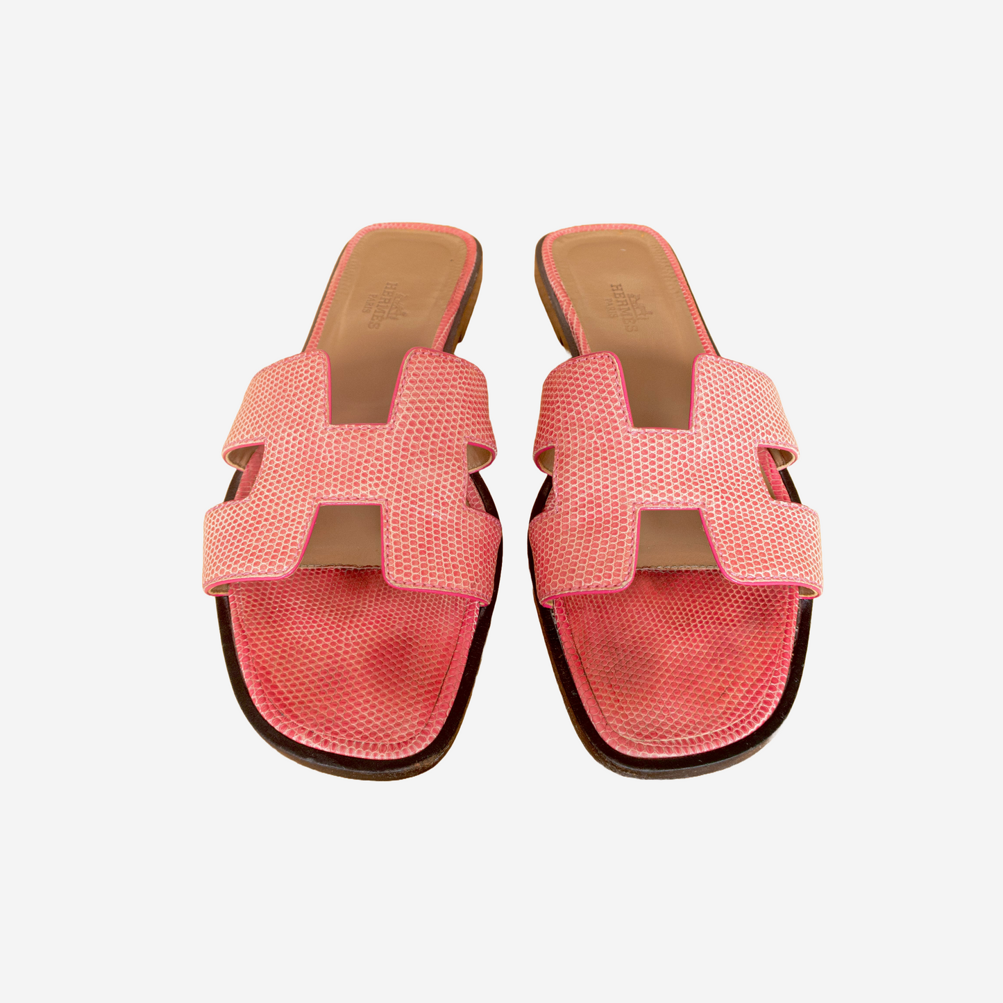 HERMÈS - ORAN SANDALS PINK LIZARD SIZE 36 EU