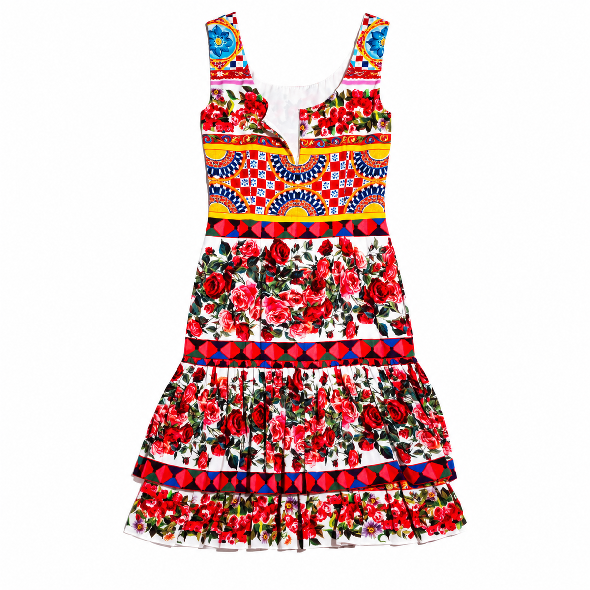 DOLCE & GABBANA - DRESS MINI MAMBO PRINT MULTICOLOR SIZE 40 IT