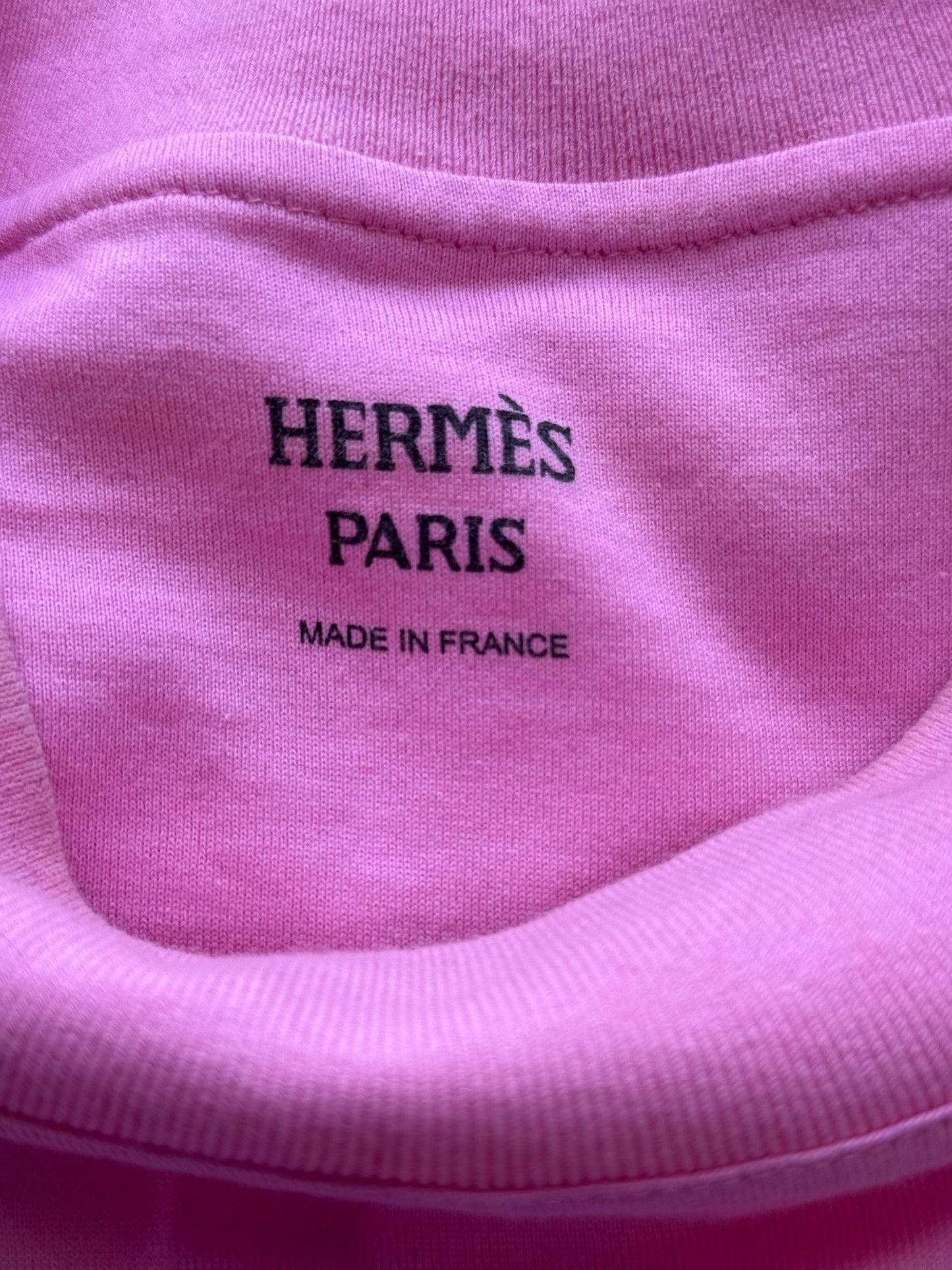 HERMÈS - T-SHIRT PINK COTTON SIZE 34 FR