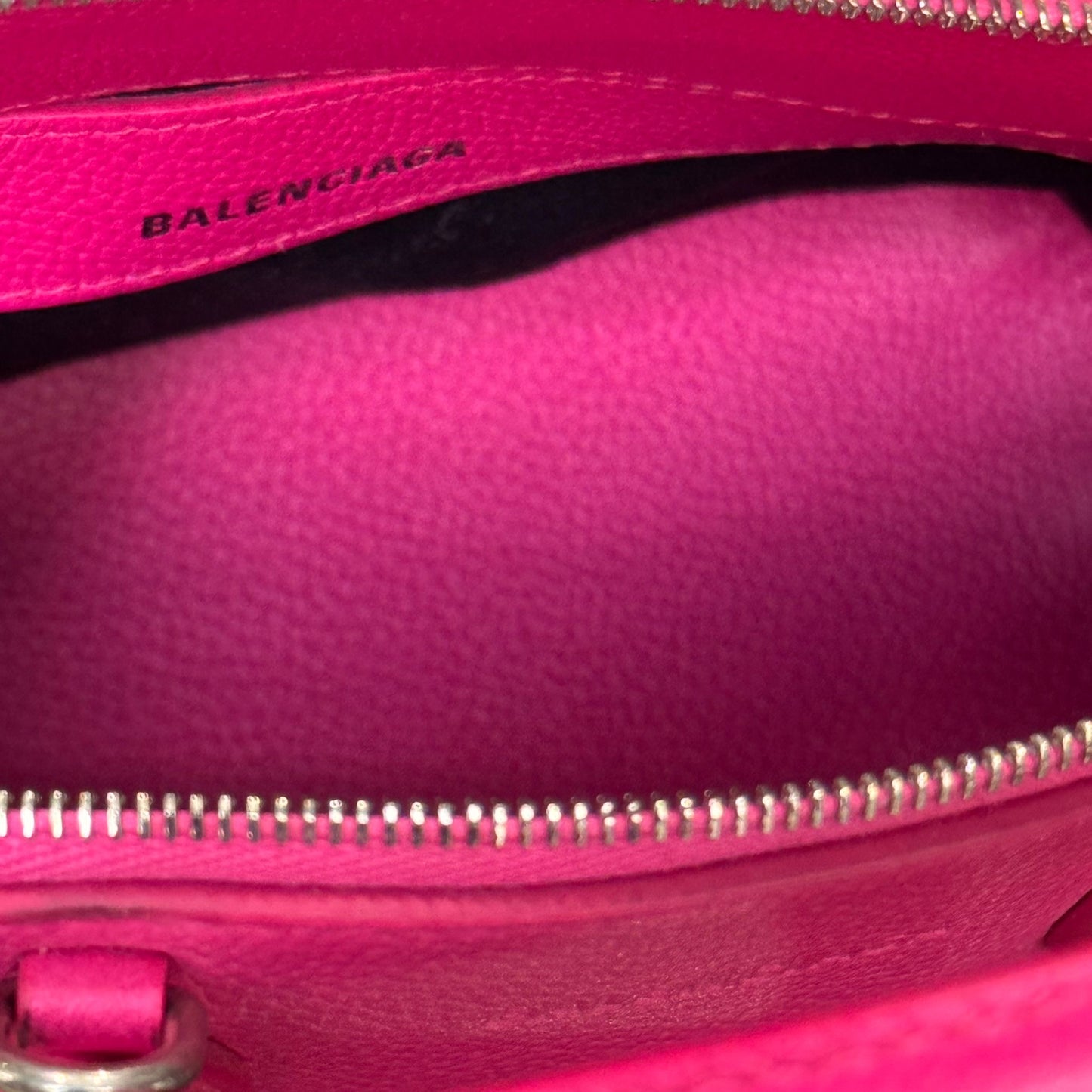 BALENCIAGA - BAG VILLE XXS FUCHSIA PINK GRAINED CALFSKIN