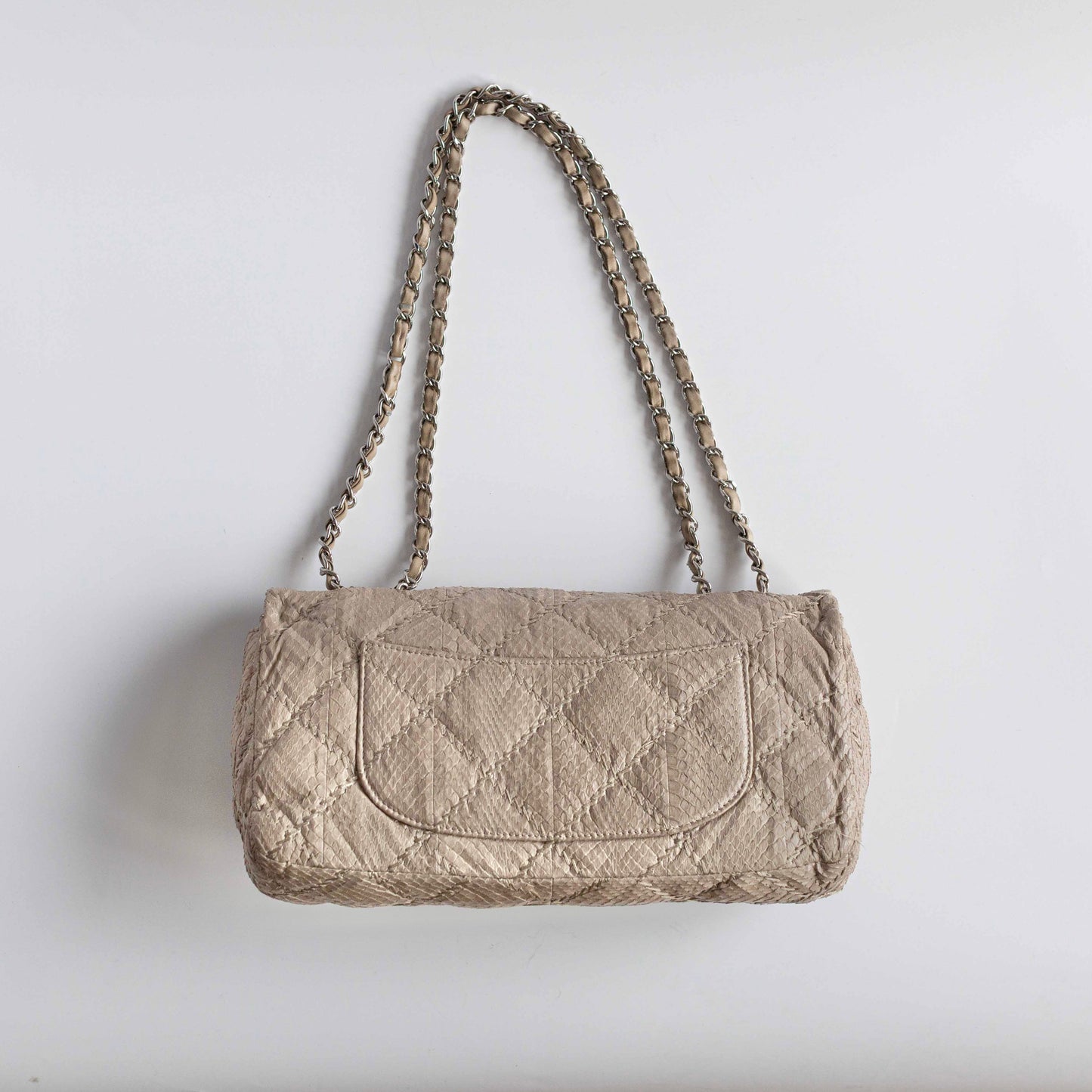 CHANEL - BAG TIMELESS BEIGE PYTHON WITH SILVER HARDWARE