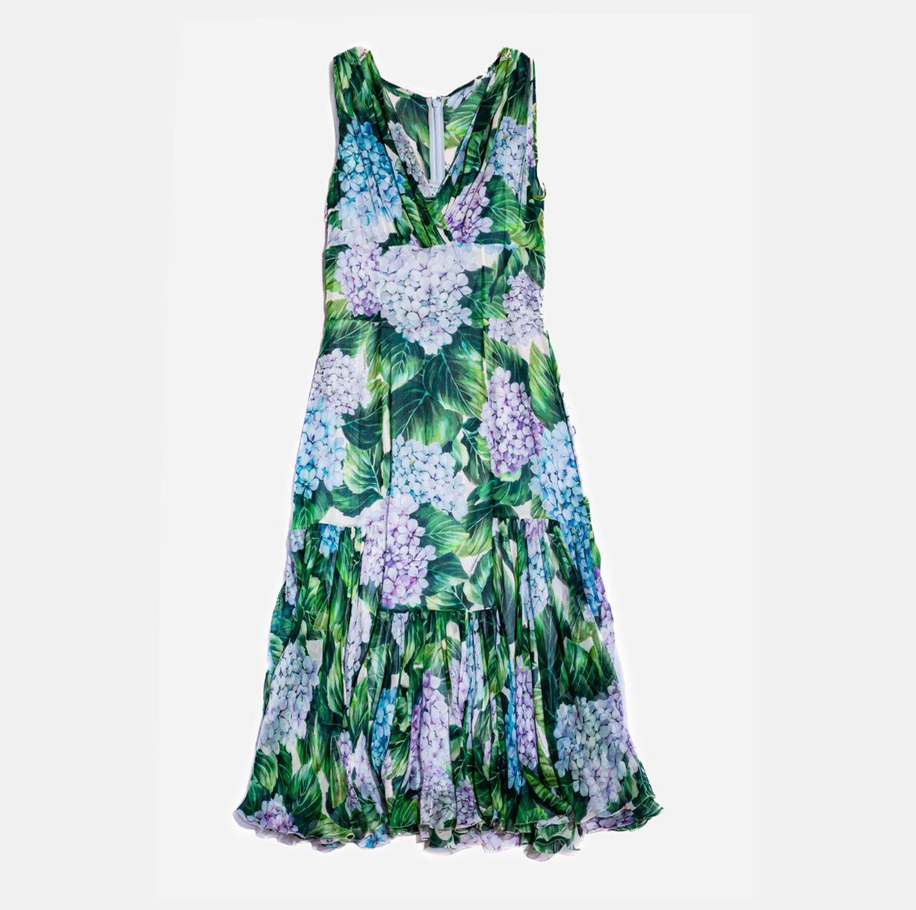 DOLCE & GABBANA - DRESS HYDRANGEA PRINT SILK CHIFFON SLEEVELESS SIZE 40 IT