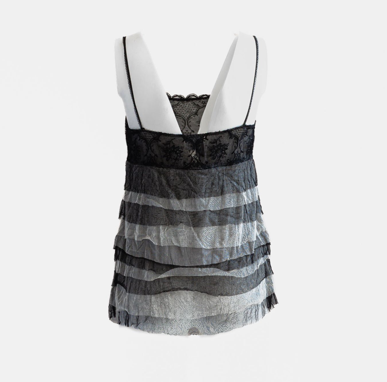 CHANEL - TOP BLACK AND WHITE SILK MESH SIZE 38 FR