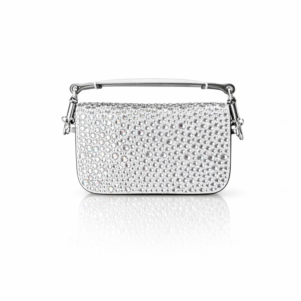 VALENTINO - VLOGO SILVER CRYSTAL HANDBAG